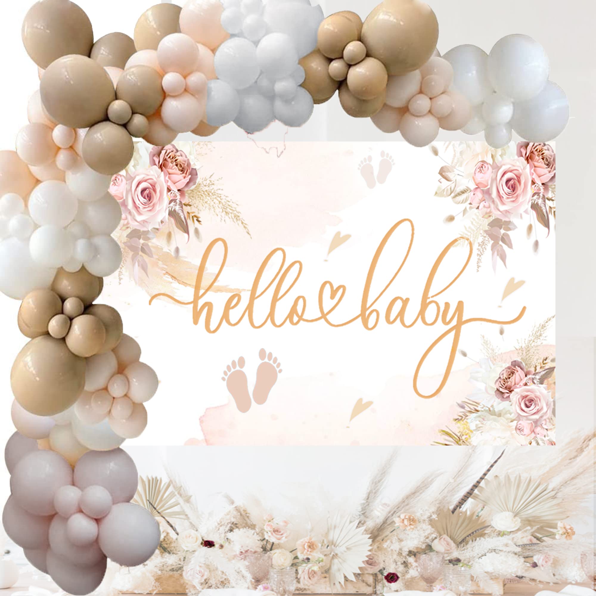 Neutral Balloon Garland Kit - Gender Neutral Baby Shower Backdrop Decor for Boys & Girls | Double Stuffed Nude Balloon Arch for Gender Reveal Parties, First Birthdays & Nursery Decorations | Perfect for Baby Showers, Birthday Parties & Gender Reveal Events