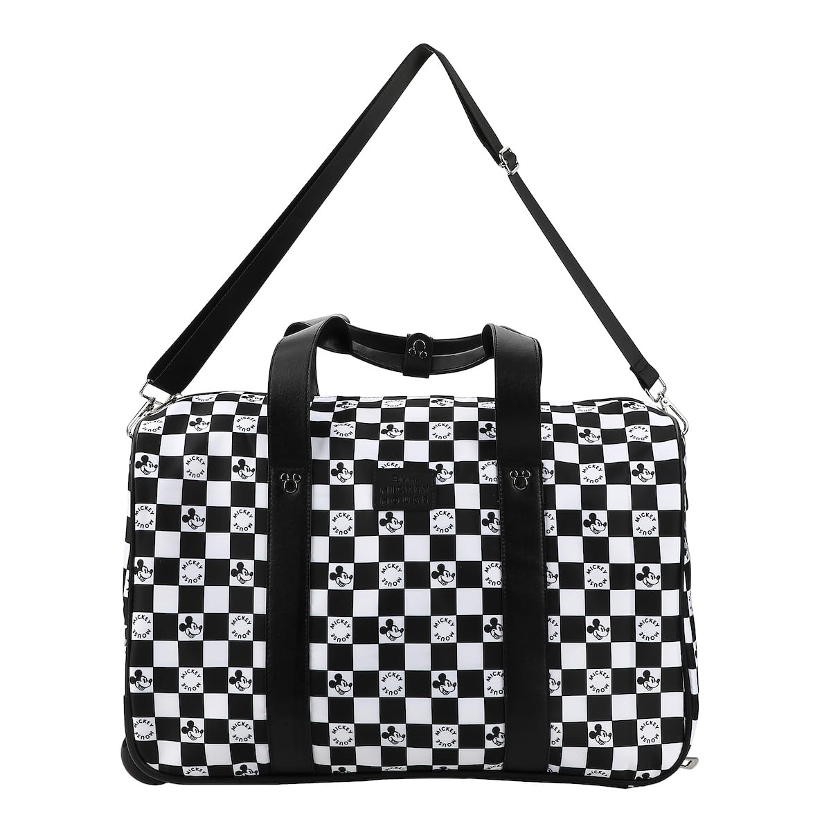 Disney Mickey Mouse Black & White Checkered 18 Inch Duffle Bag for Travel, Gym, Sports & School - Stylish Backpack for Men & Women