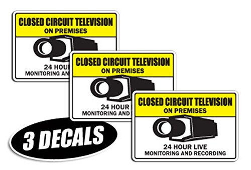 3 Pack Video Surveillance CCTV Decals - Deterrent Security Sticker Labels for Home & Business Protection - Ideal for Windows, Doors & Property Security