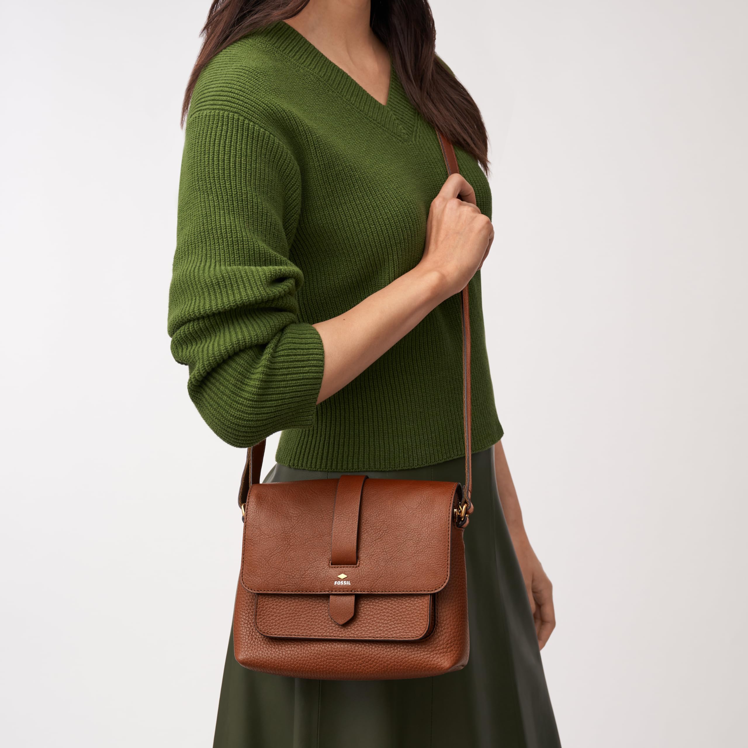 Fossil Women's Kinley Leather Crossbody Purse - Large & Small Size Handbag for Everyday Use, Work, Travel & Shopping