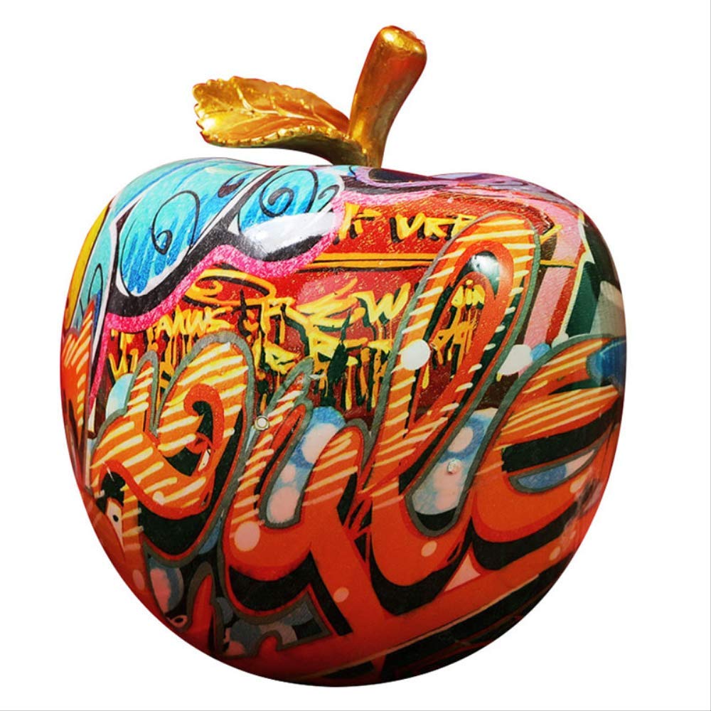 Colorful Graffiti Apple Sculpture - Luxury Art Statue, Retro Home Decor & Creative Figurine for Living Room, Office, Gift