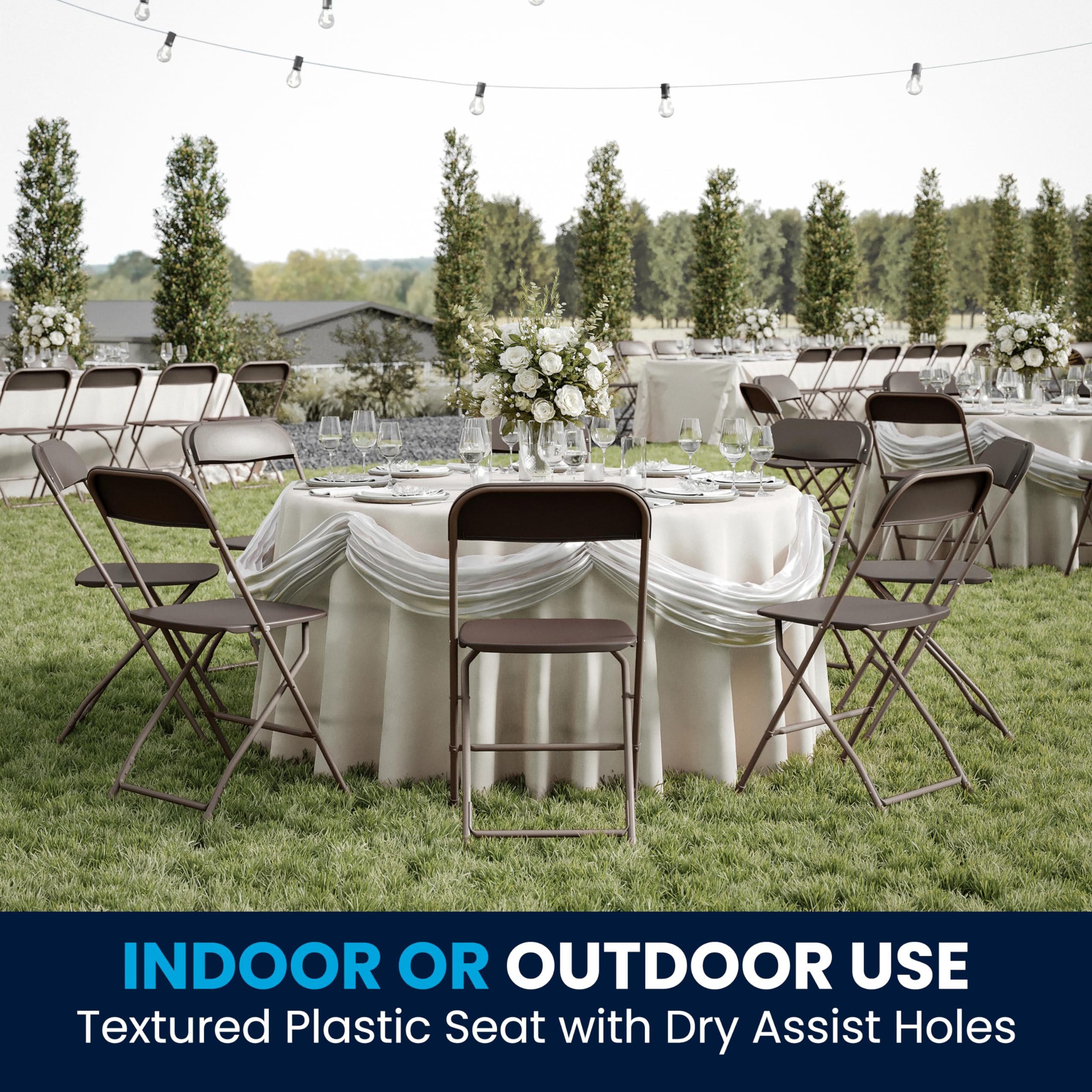 **Flash Furniture Hercules Series 4-Pack Brown Plastic Folding Chairs - 650LB Weight Capacity, Lightweight & Comfortable for Events, Parties, Outdoor Gatherings & Home Use**
