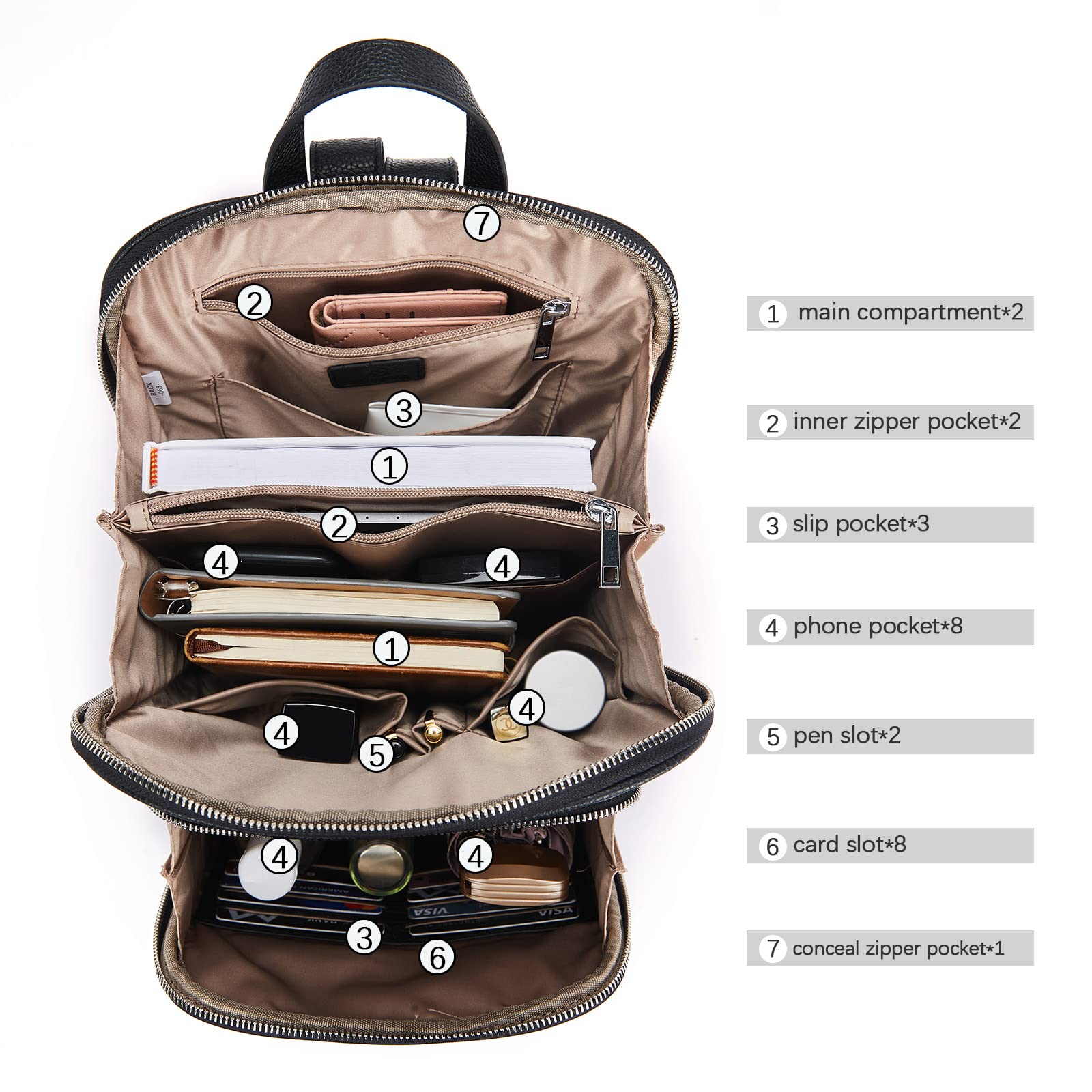 BOSTANTEN Genuine Leather Backpack Purse for Women - Stylish Laptop Backpack, College School Bag, Travel Backpack & Work Commuter Bag (Perfect for Work, School, Travel & Daily Use)