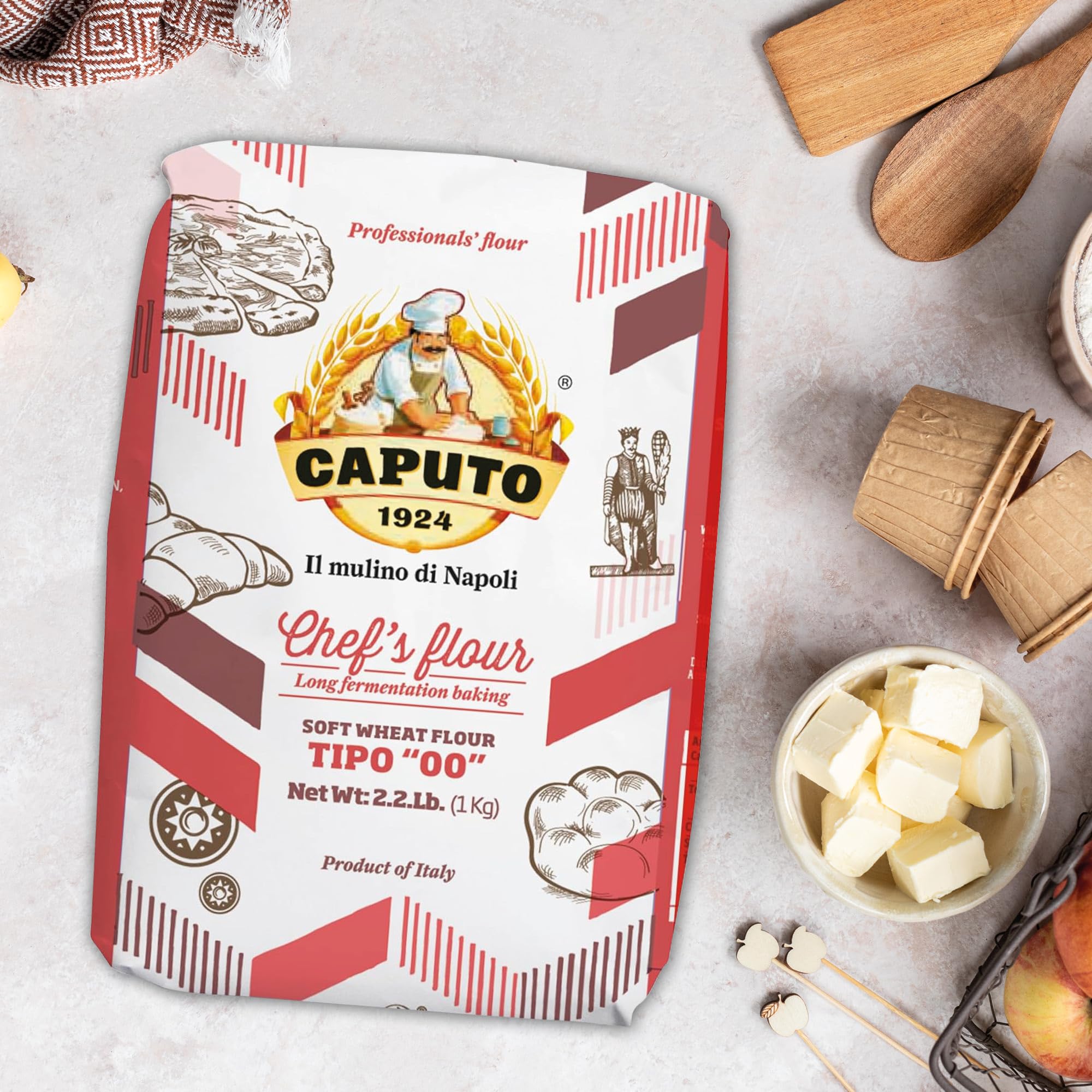 Antimo Caputo Chef's Flour - Premium Italian 00 Flour for Pizza & Pasta - 2.2 lb (Pack of 10) - Perfect for Professional Chefs & Home Cooking