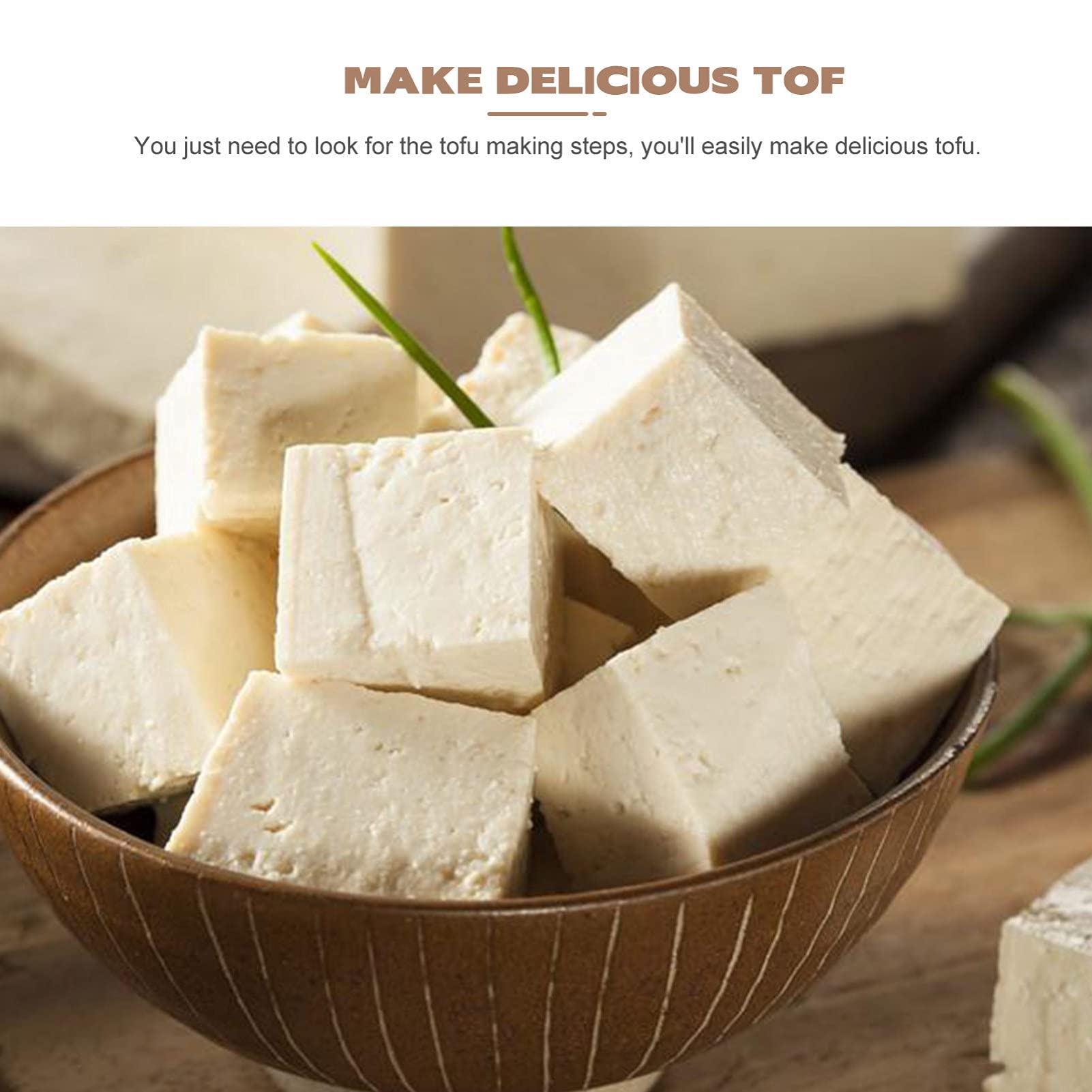Premium Wooden Tofu Press Kit - Heavy Duty Tofu Maker for Homemade Tofu, Cheese & Vegan Food | Perfect for Home Kitchen & Restaurant Use | Extract Liquid from Soy Milk & Make Firm Tofu Easily | Ideal for Vegan Cooking, Meal Prep & Asian Cuisine