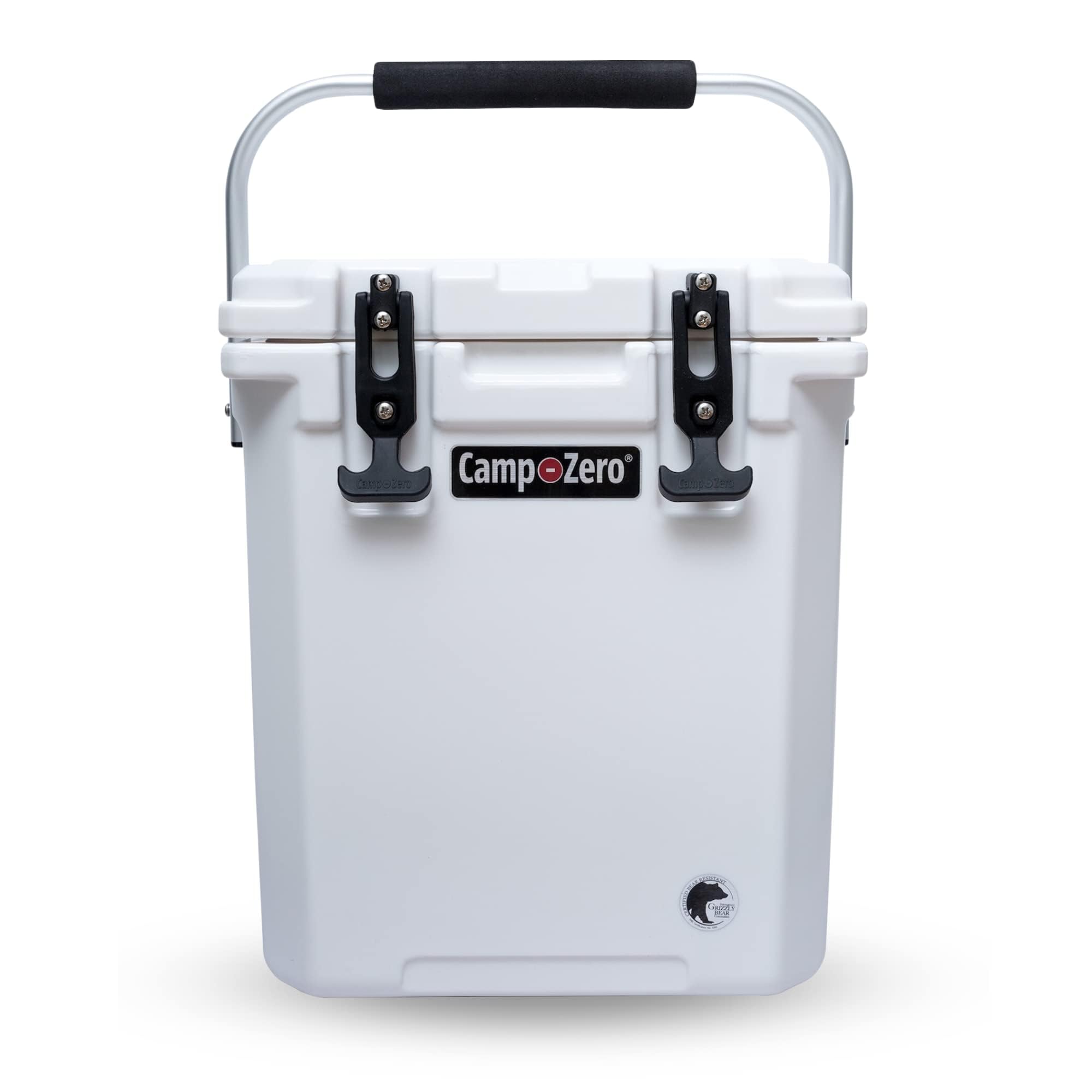 CAMP-ZERO 16L/16.9 Quart Portable Hard Cooler with Divider - Insulated for Drinks, Wine Bottles & Food - Perfect for Beach, Picnics, Boating, Camping & Travel - Features 2 Molded Cup Holders & Folding Aluminum Handle - Great for Outdoor Adventures, Tailgating & Road Trips