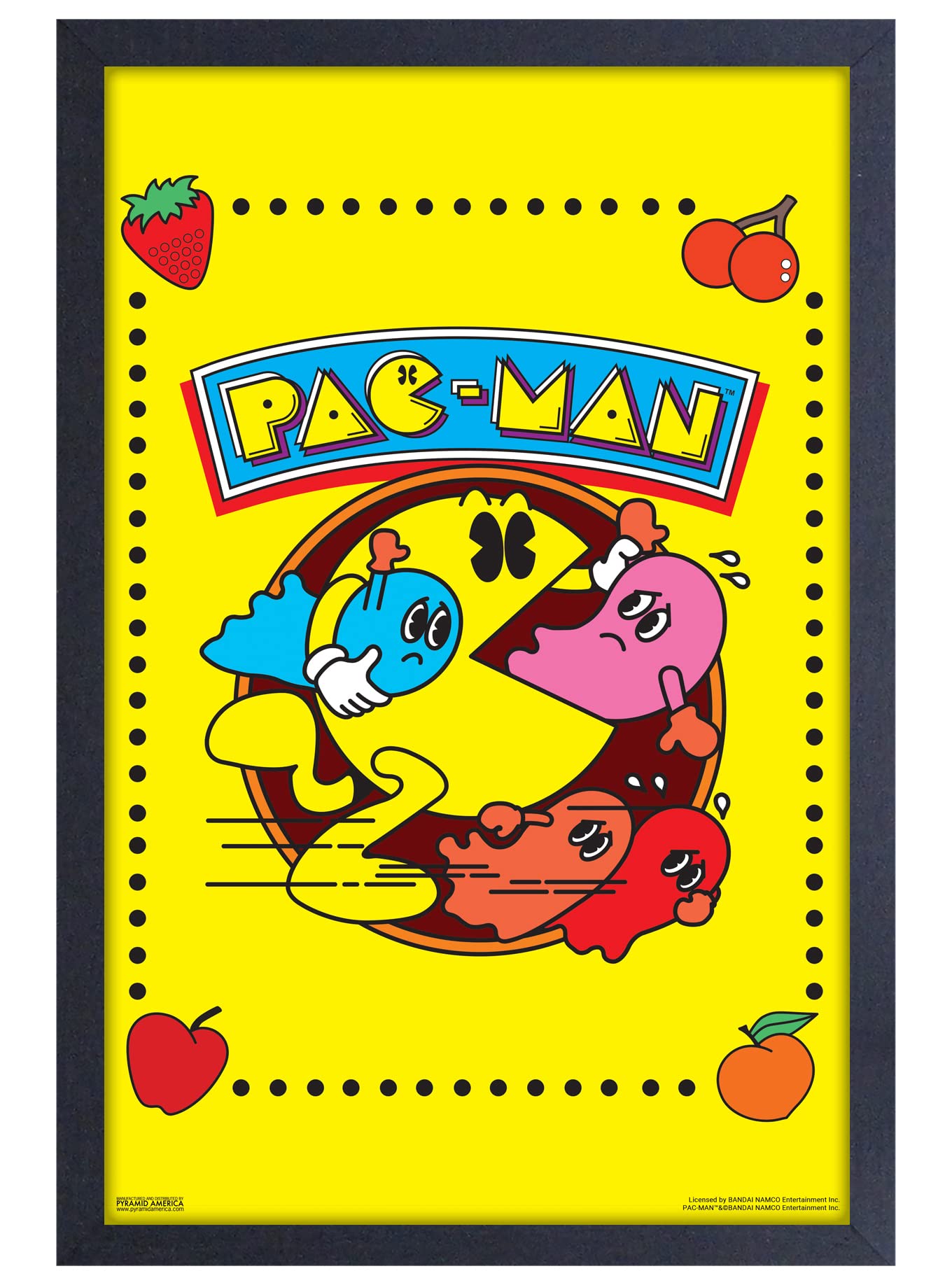 Pyramid America Pac-Man Ghosts Swallow Framed Poster 11x17 Inches - Vintage Arcade Game Wall Art for Home, Gaming Room & Living Room Decor | Perfect for Gamers & Retro Enthusiasts