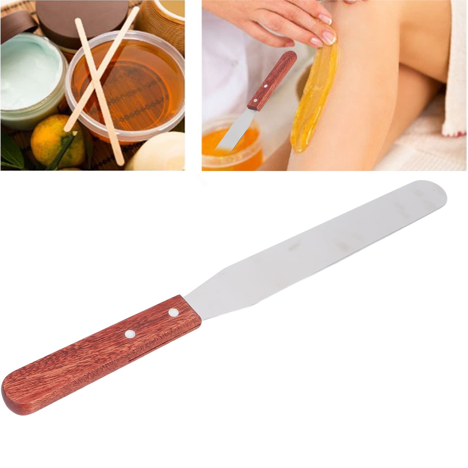 Stainless Steel Wax Spatula with Wooden Handle - Professional Eyebrow & Body Waxing Tool for Hair Removal - Perfect for Salon, Spa & Home Use