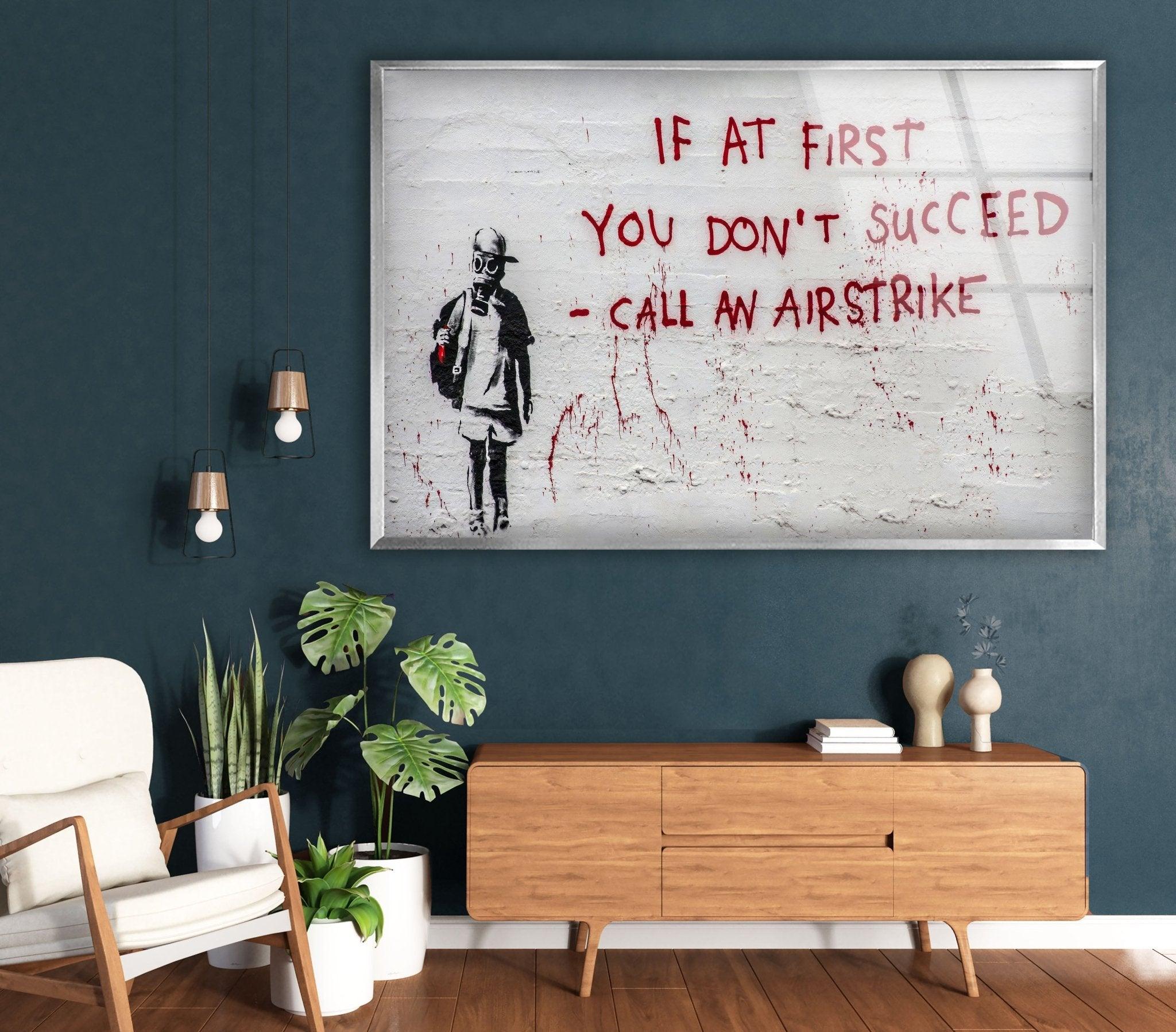 Banksy Mask Glass Wall Art - Unique Street Art Home Decor for Living Room, Bedroom & Office - Perfect Gift for Art Lovers