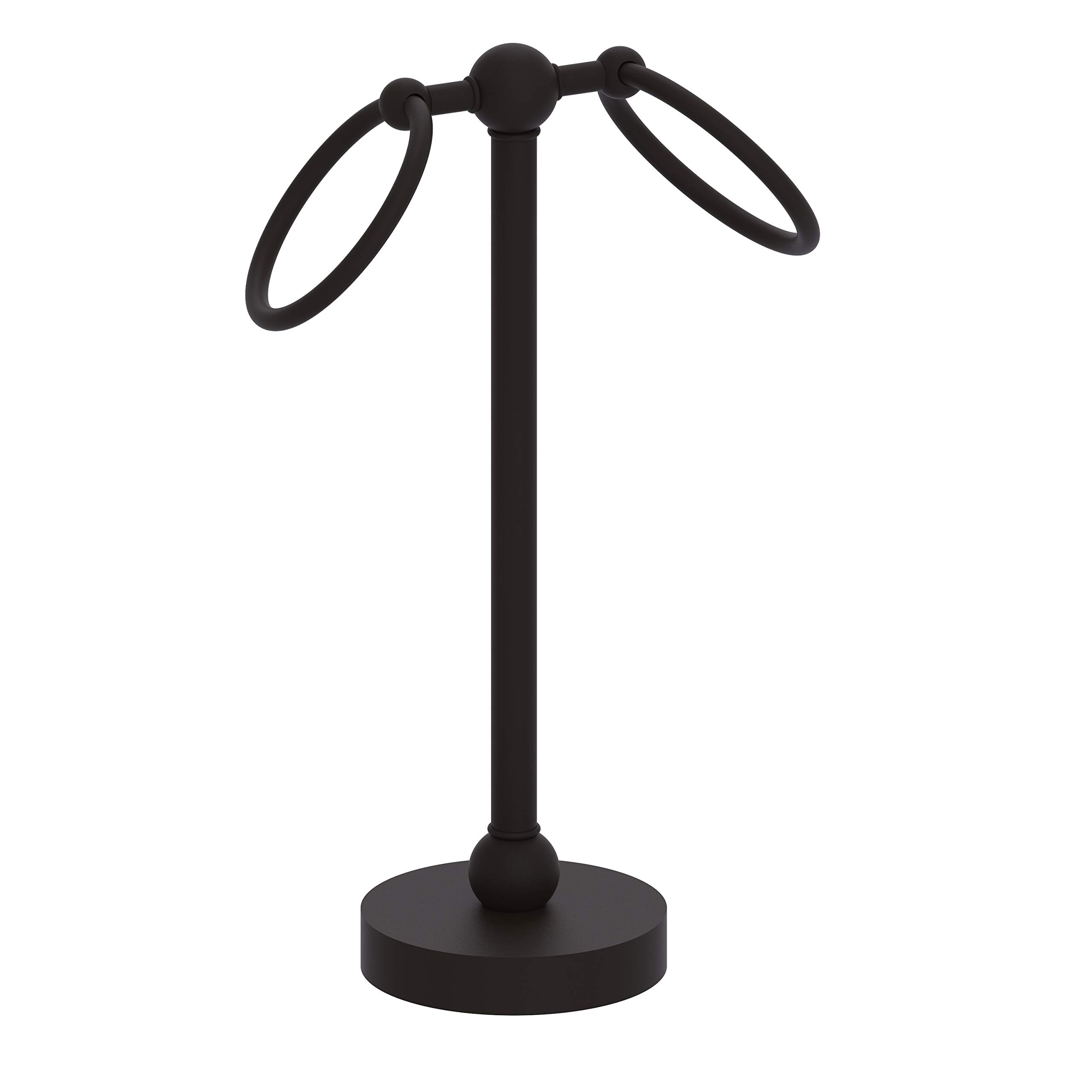 Allied Brass GL-53 Oil Rubbed Bronze 2 Ring Guest Towel Holder for Bathroom Vanity Top - Perfect for Powder Rooms, Guest Baths & Upscale Hotel Decor