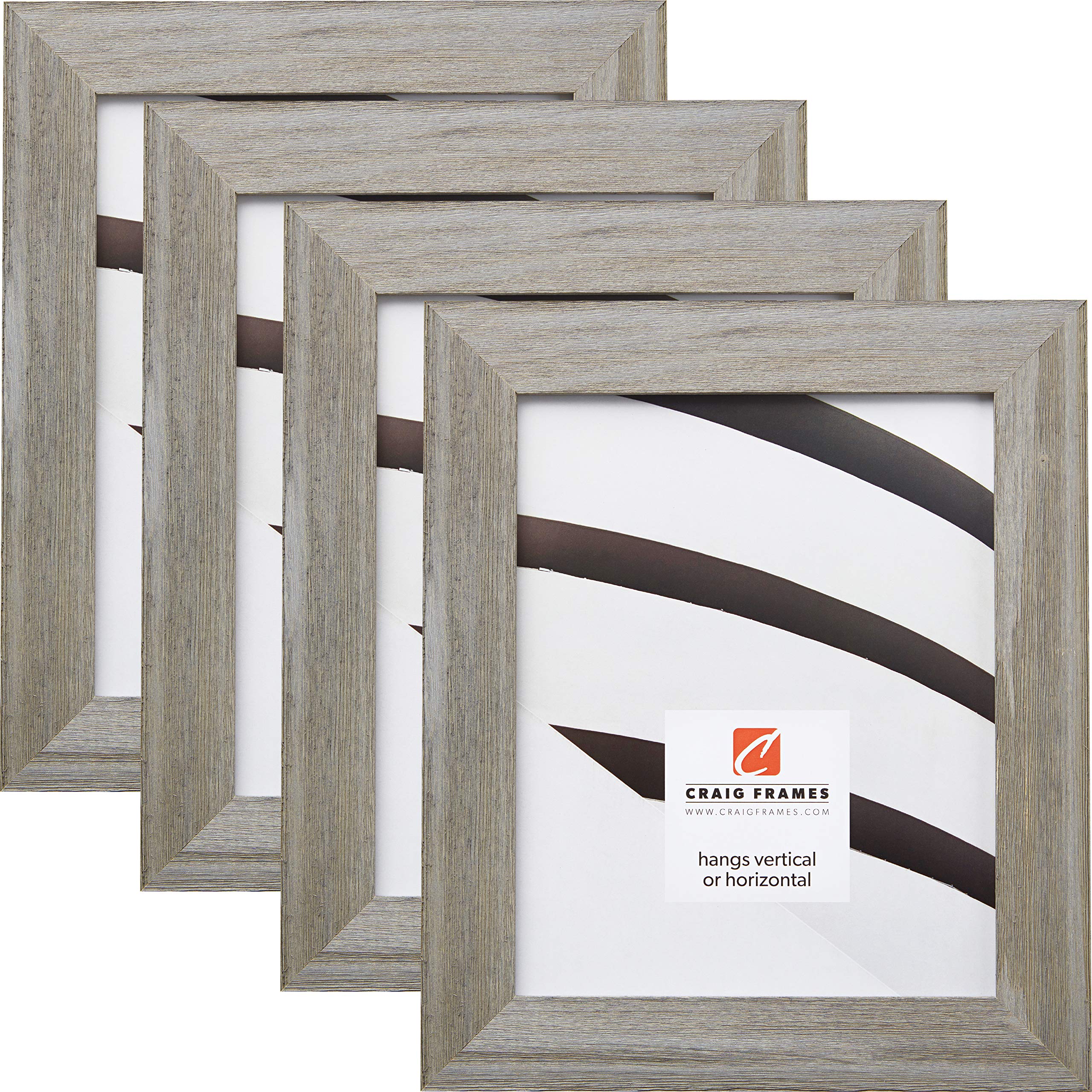 Craig Frames 7221063 16x20 Inch Picture Frame Set of 4 - Faux Barnwood Gray Finish - Perfect for Wall Gallery, Family Photos & Home Decor