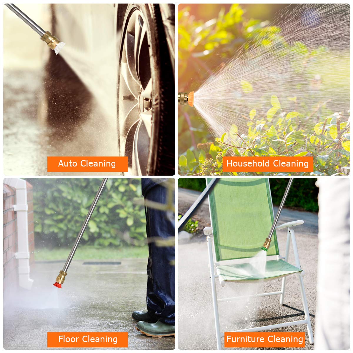 Goplus 3500PSI 2.6GPM Electric Pressure Washer - 1800W High Power Portable Pressure Cleaner with 4 Nozzles for Car, Fence, Patio, Driveway, Deck & Garden Cleaning (Orange) - Perfect for Home, RV and Outdoor Surface Deep Cleaning