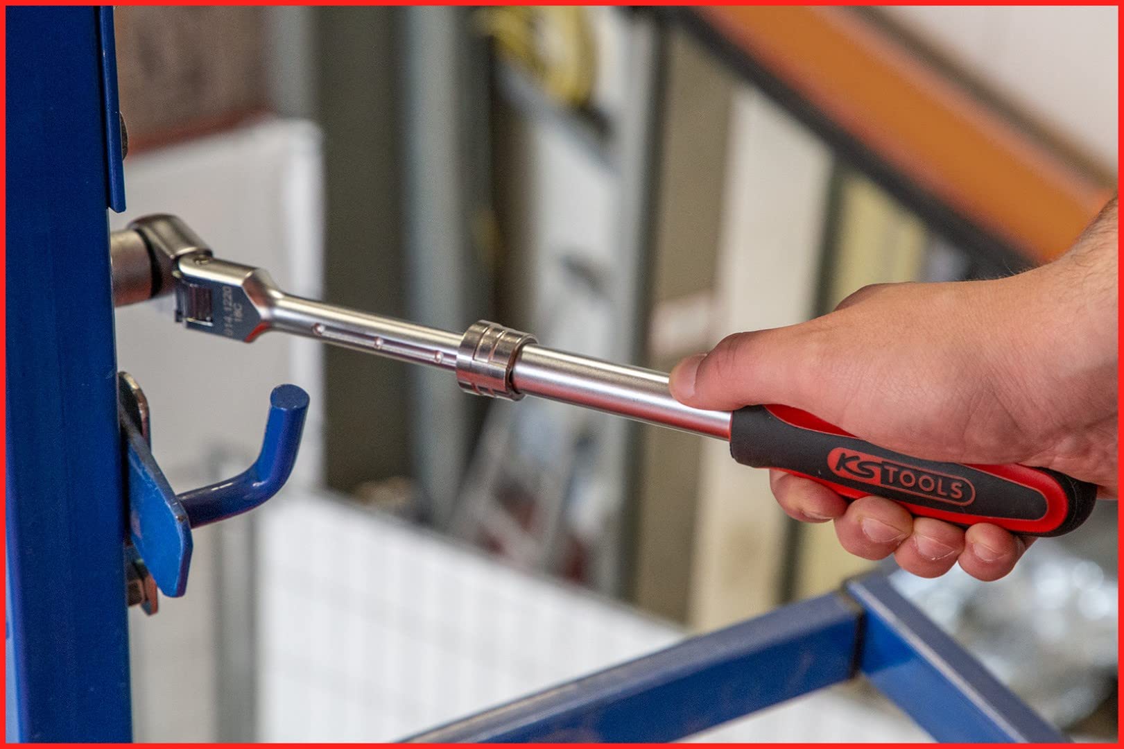 KS TOOLS SlimPower 914.1220 1/2 Inch 72-Tooth Telescopic Reversible Ratchet - Professional Automotive & DIY Tool for Tight Spaces & Hard-to-Reach Areas