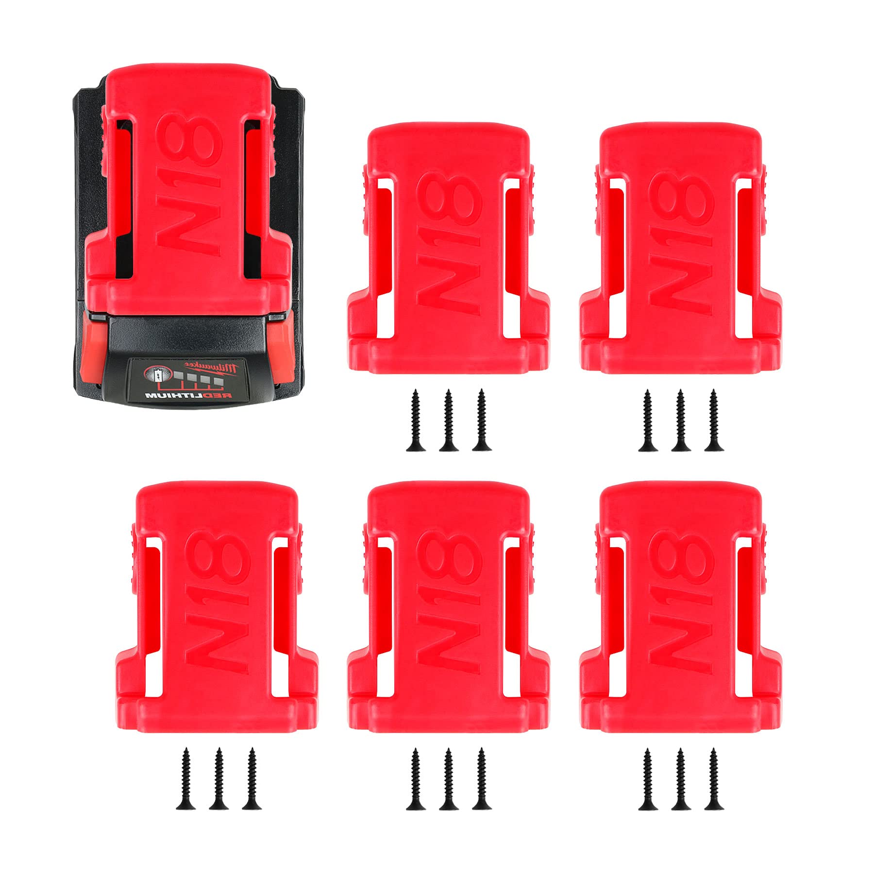 Milwaukee M18 18V Battery Holder with Hard Case - Compatible with Milwaukee M18 18V Batteries & Chargers - Perfect for Tool Storage, Job Site Organization & Battery Protection