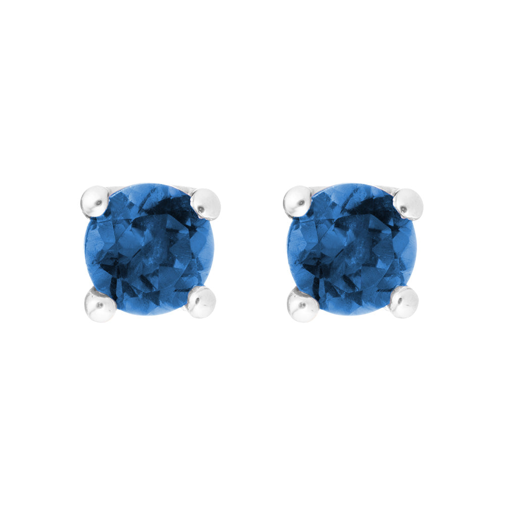 0.70ctw Round Sapphire 14K White Gold 4mm Stud Earrings for Women - Classic Elegant Jewelry Gift for Birthday, Anniversary & Special Occasions