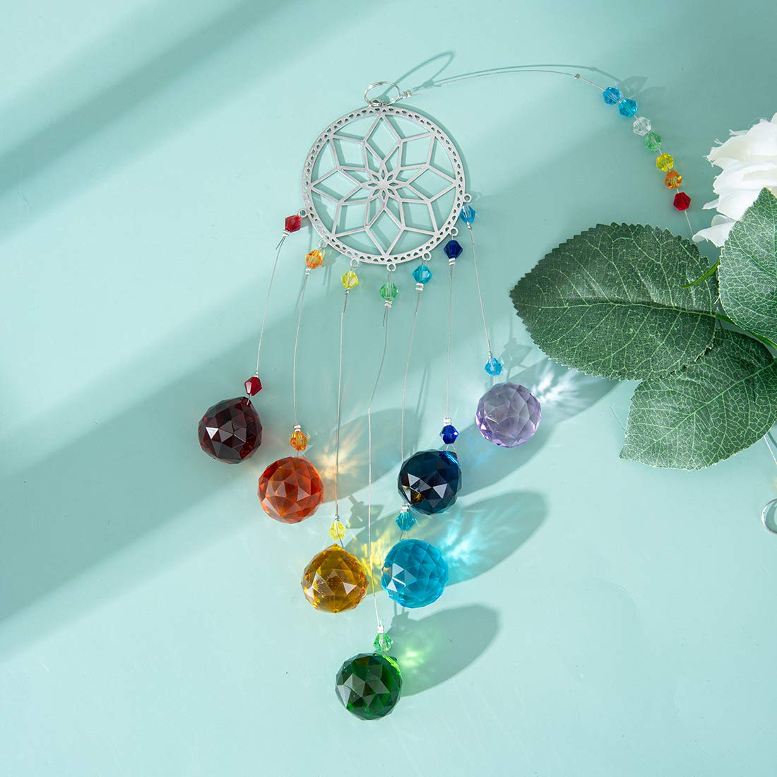 Bauhinia Chakra Crystal Ball Suncatcher - Rainbow Maker for Wedding, Home & Garden Decor - Window Hanging Pendant for Meditation, Feng Shui & Positive Energy