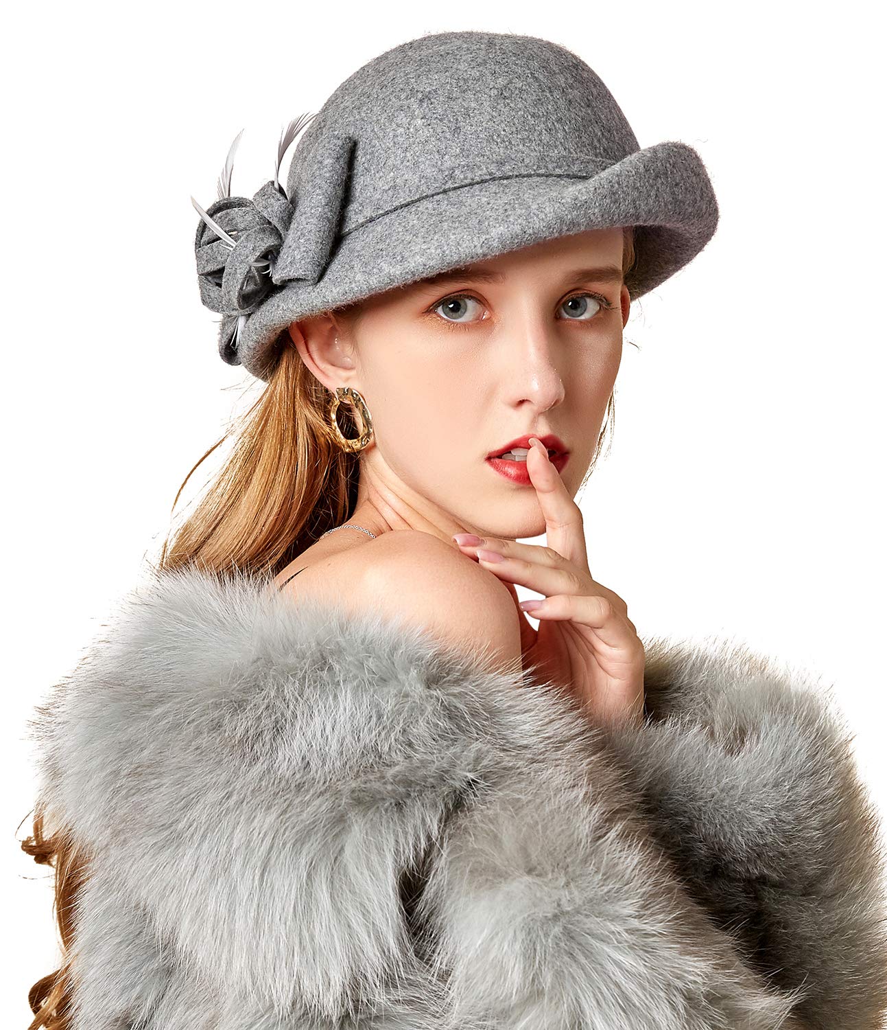 Z&X Women's Wool Felt Veil Fascinator Pillbox Hat - Winter Tea Party, Church, Derby & Wedding Hat with Flower Beret Design - Perfect for Formal Events, Bridal Accessories & Fashion Headwear