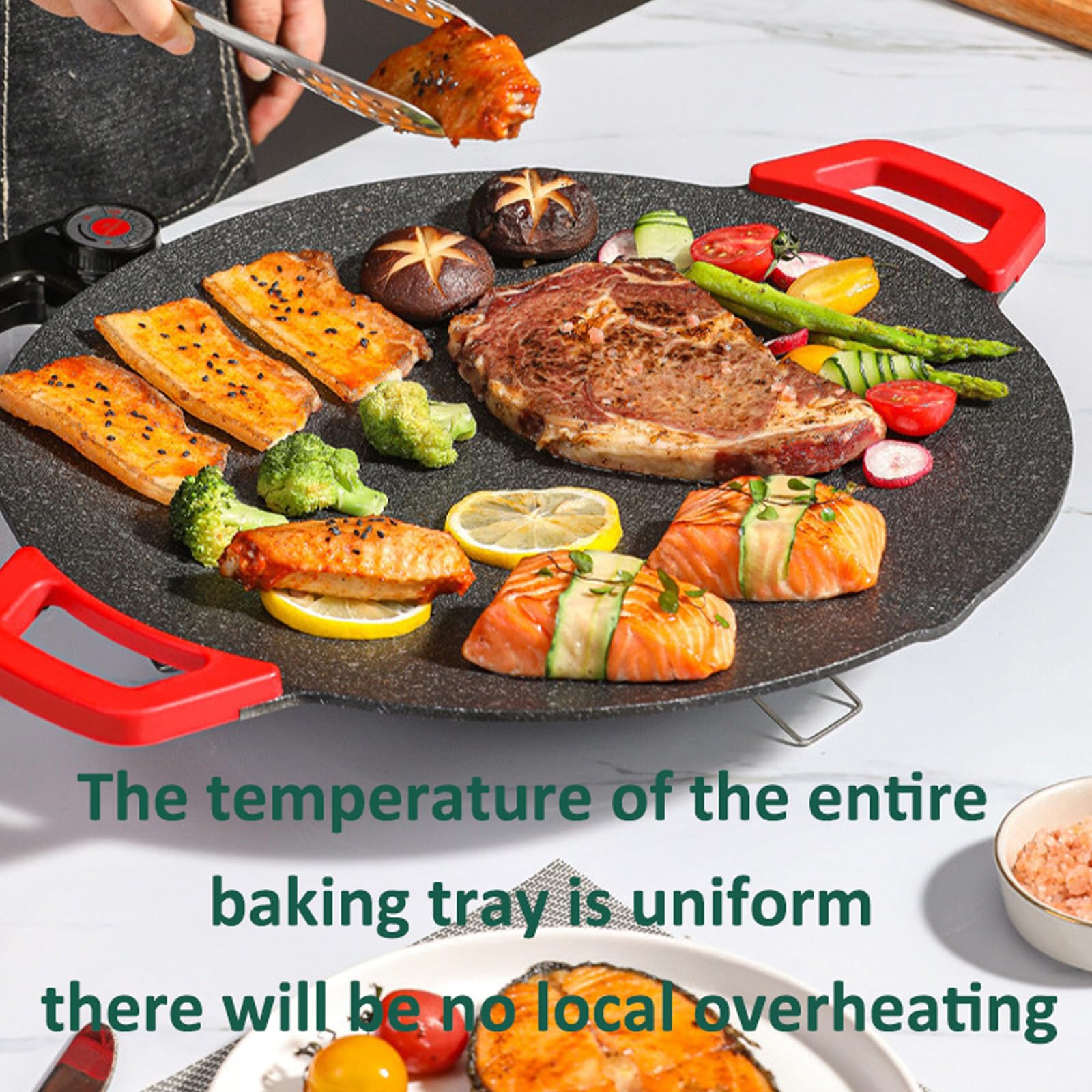 Nonstick Electric Griddle 16-inch - 800W Pancake Maker with 5 Adjustable Temperature Levels, Anti-Scald Design - Perfect for Family Breakfast, Brunch & Outdoor Cooking (Black)