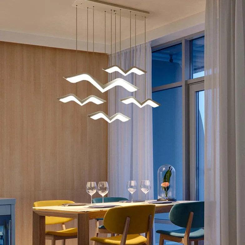 Creative Seagull Shaped LED Pendant Light for Kitchen - Modern Hanging Ceiling Lamp for Dining Room, Breakfast Nook & Coastal Home Decor