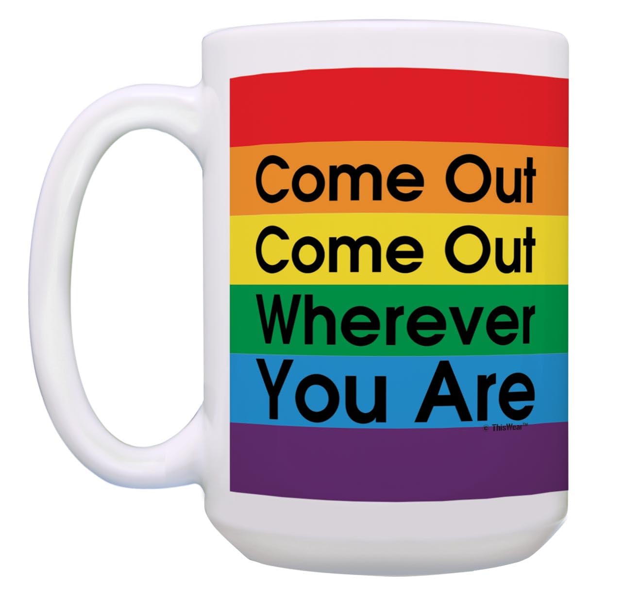 Rainbow Pride Coffee Mugs 2-Pack - 15oz Colorful Tea Cups for LGBTQ+ Gifts - Perfect for Coming Out Celebrations, Pride Month & Daily Coffee/Tea Use
