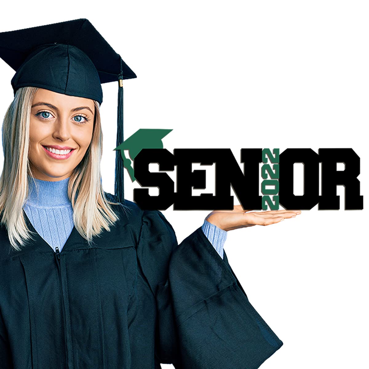 2022 Graduation Party Decorations - Senior 2022 Graduation Wood Sign, First Day of School Wood Cutout, Photo Booth Props for Graduation Ceremony & School Celebrations (Green)