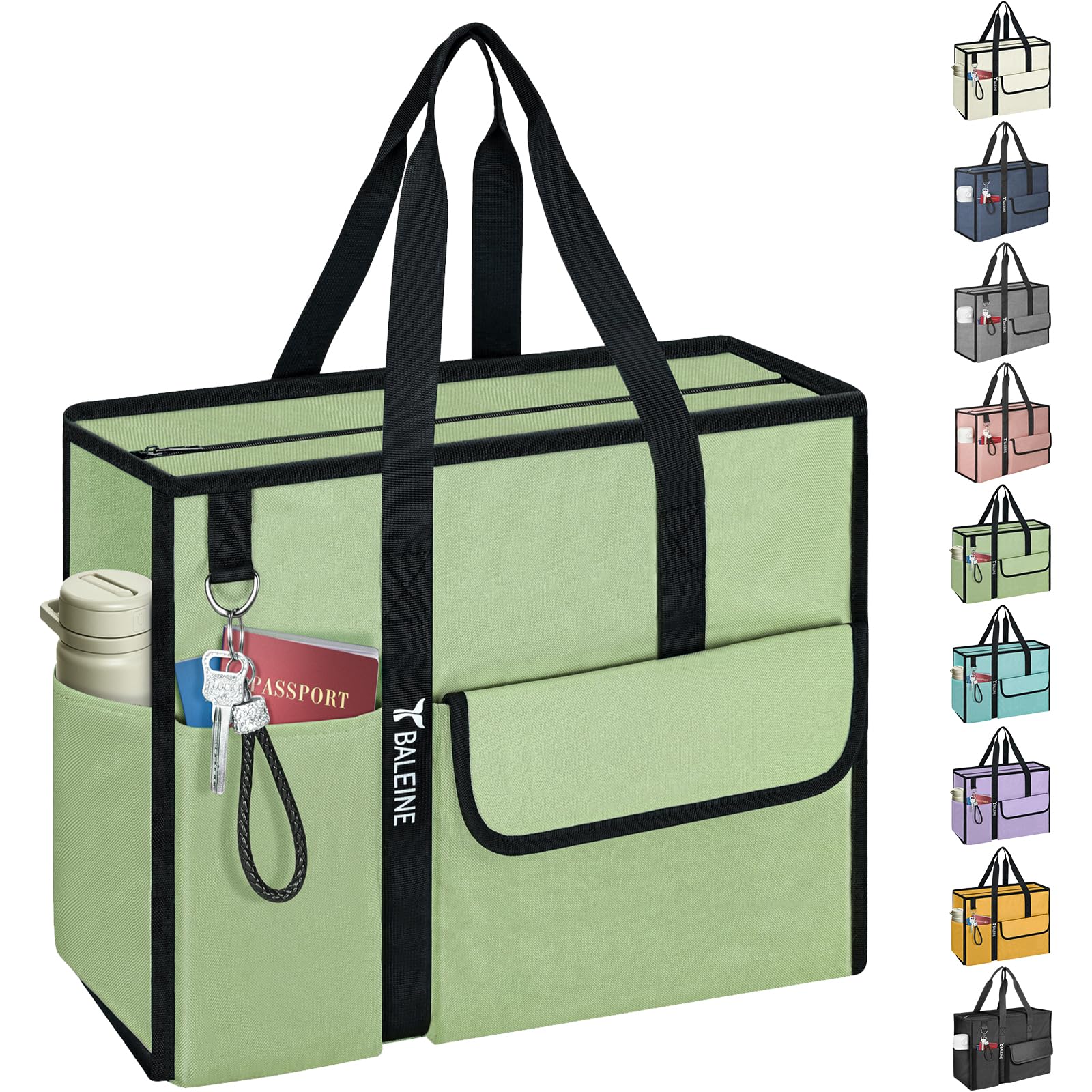 BALEINE Large Foldable Tote Bag with Pockets - for Nurse, Travel & Work