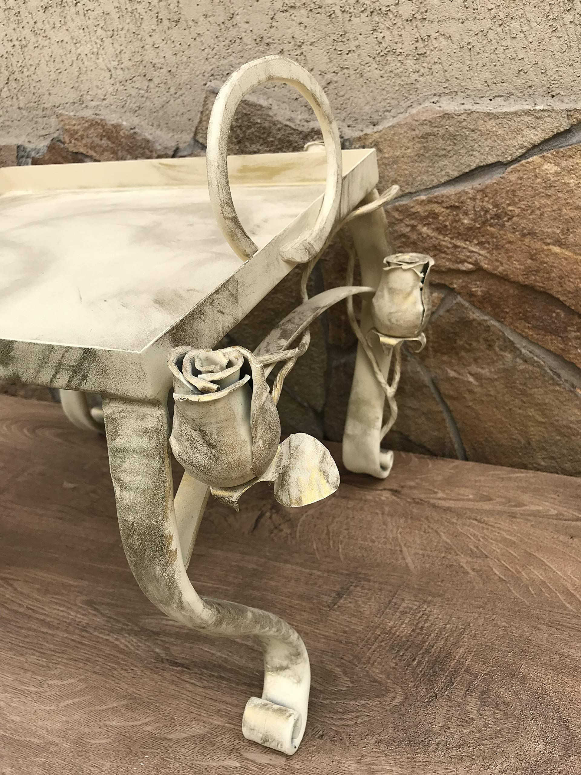 **Elegant Floral Iron Breakfast in Bed Tray - Romantic Anniversary Gift for Her - Perfect for Serving Coffee, Tea, or Meals in Bed - Ideal for Mother's Day, Valentine's Day & Special Occasions**