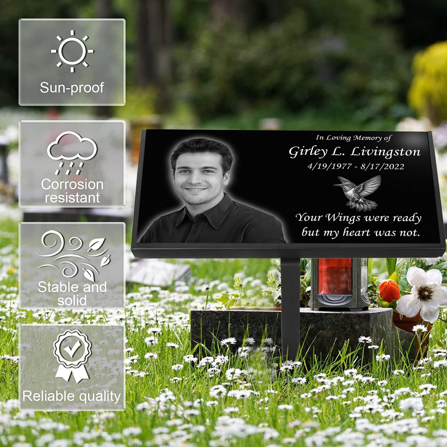 Premium Granite Headstones & Memorial Plaques - Custom Engraved Grave Markers with Photo & Name - Durable Outdoor Tombstones for Graves - Perfect for Cemetery Memorials & Family Plots