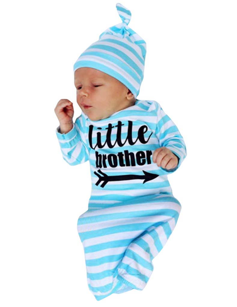 DPSKY Newborn Baby Sleep Gowns & Headband Set - Soft Cotton Striped Sleeping Bag for Infant Boys & Girls - Perfect for Nursery, Baby Shower Gifts & Cozy Bedtime