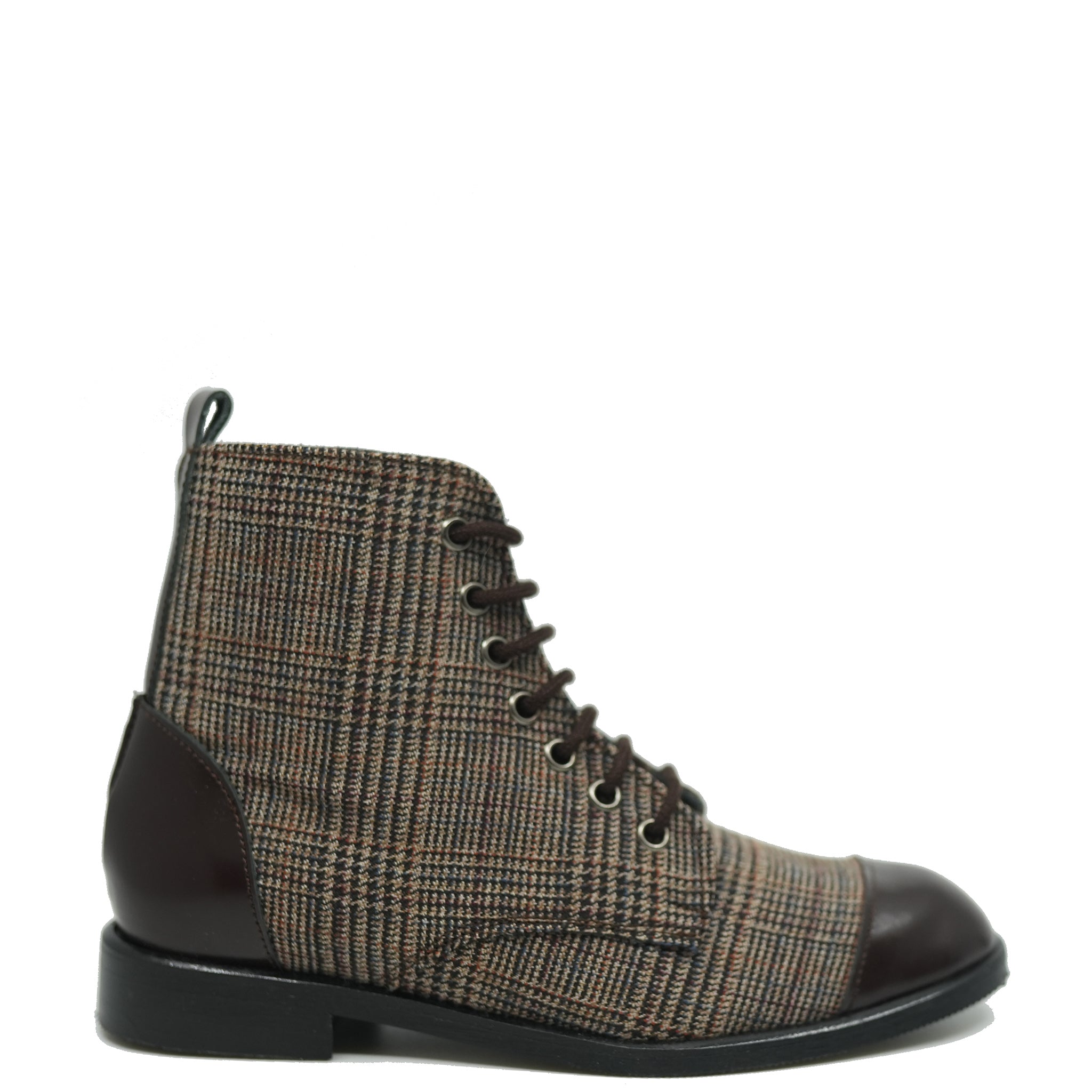 Blublonc Brown Plaid Captoe Zipper Boots for Men - Stylish Casual Winter Ankle Boots with Non-Slip Sole - Perfect for Outdoor Hiking, Work & Daily Wear