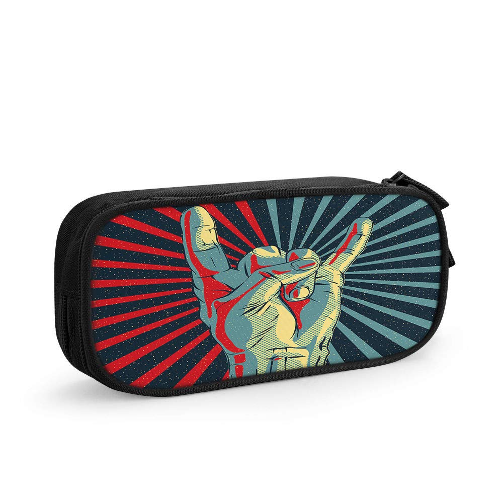 EKOBLA Rock Music Pencil Case - Durable Polyester Zippered Pencil Pouch for School, Office & College Supplies | Perfect for Organizing Pens, Markers & Art Tools (Rock Band Design)