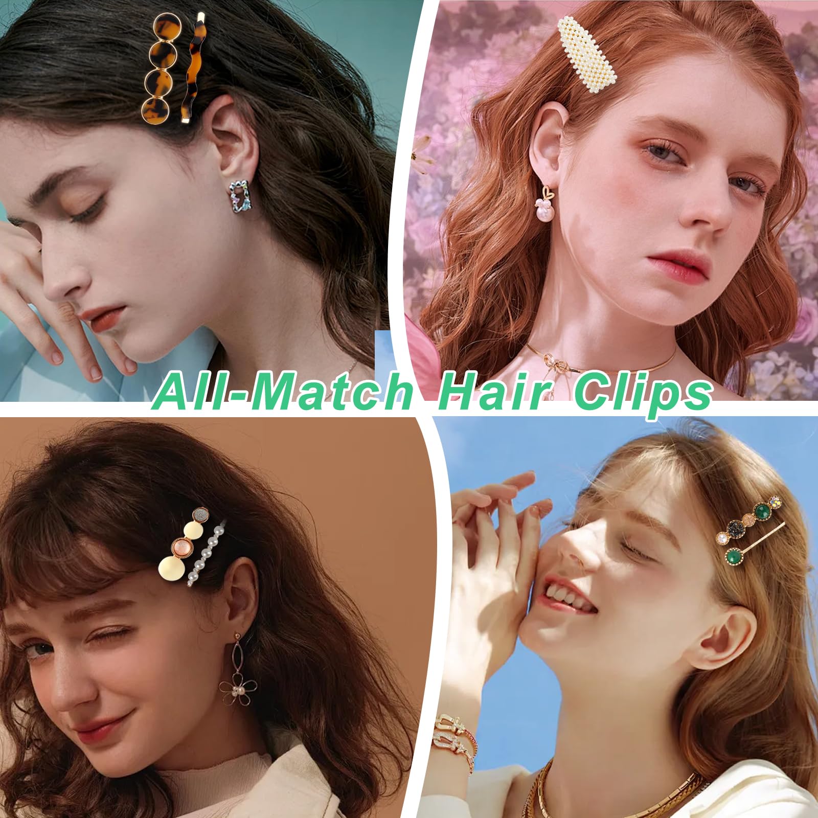 28PCS Pearl Acrylic Resin Hair Clips Set - Brown Alligator Barrettes, Geometric Hairpins & Gold Duckbill Bobby Pins - Shimmering Hair Accessories for Women - Perfect for Weddings, Parties & Everyday Styling