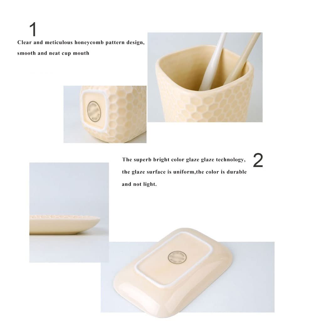Ceramic Soap Dispenser Set - 4-Piece Shampoo & Mouthwash Dispenser with Soap Dish for Kitchen & Bathroom | Elegant Household Essentials for Hand Wash & Hygiene