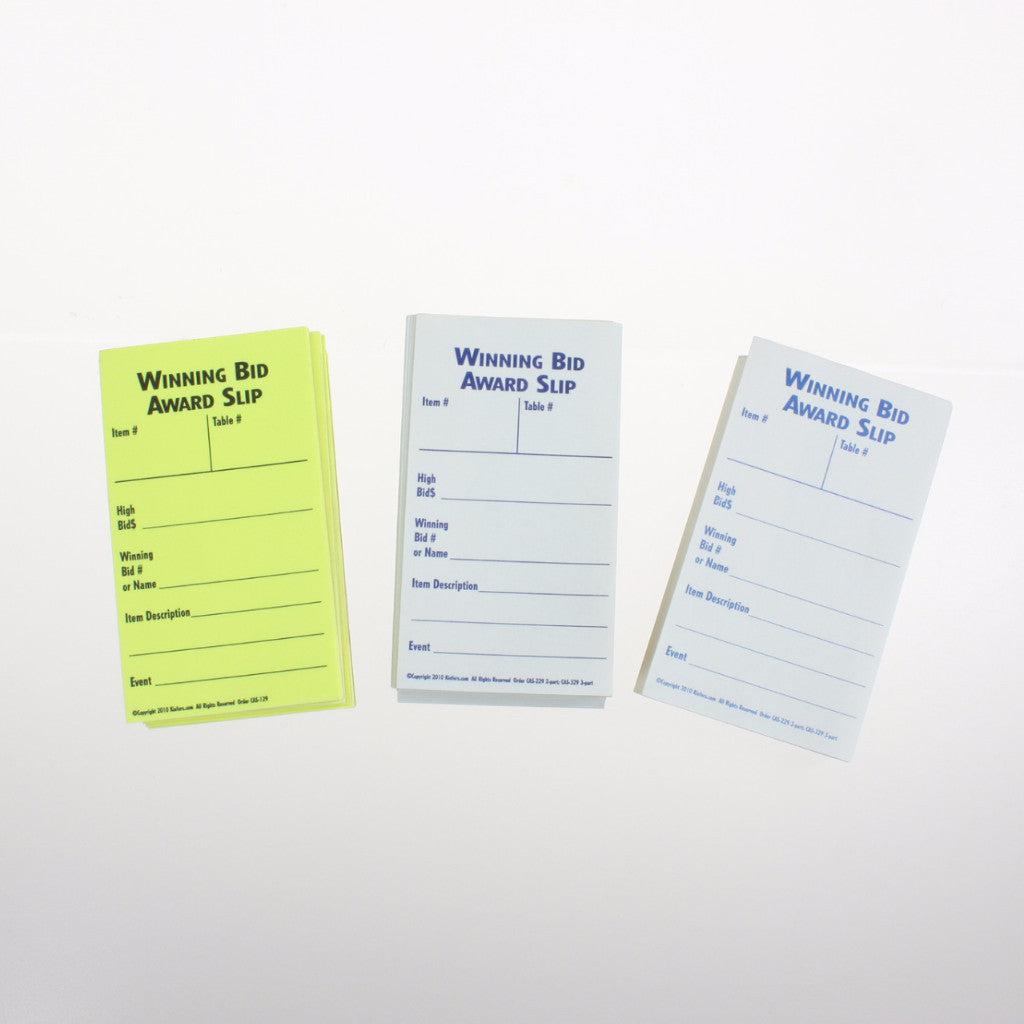 Custom Winning Bid Award Slip - 1, 2 or 3 Part Carbonless Forms for Auctions, Bidding & Fundraising Events | Perfect for Silent Auctions, Charity Events & Business Procurement