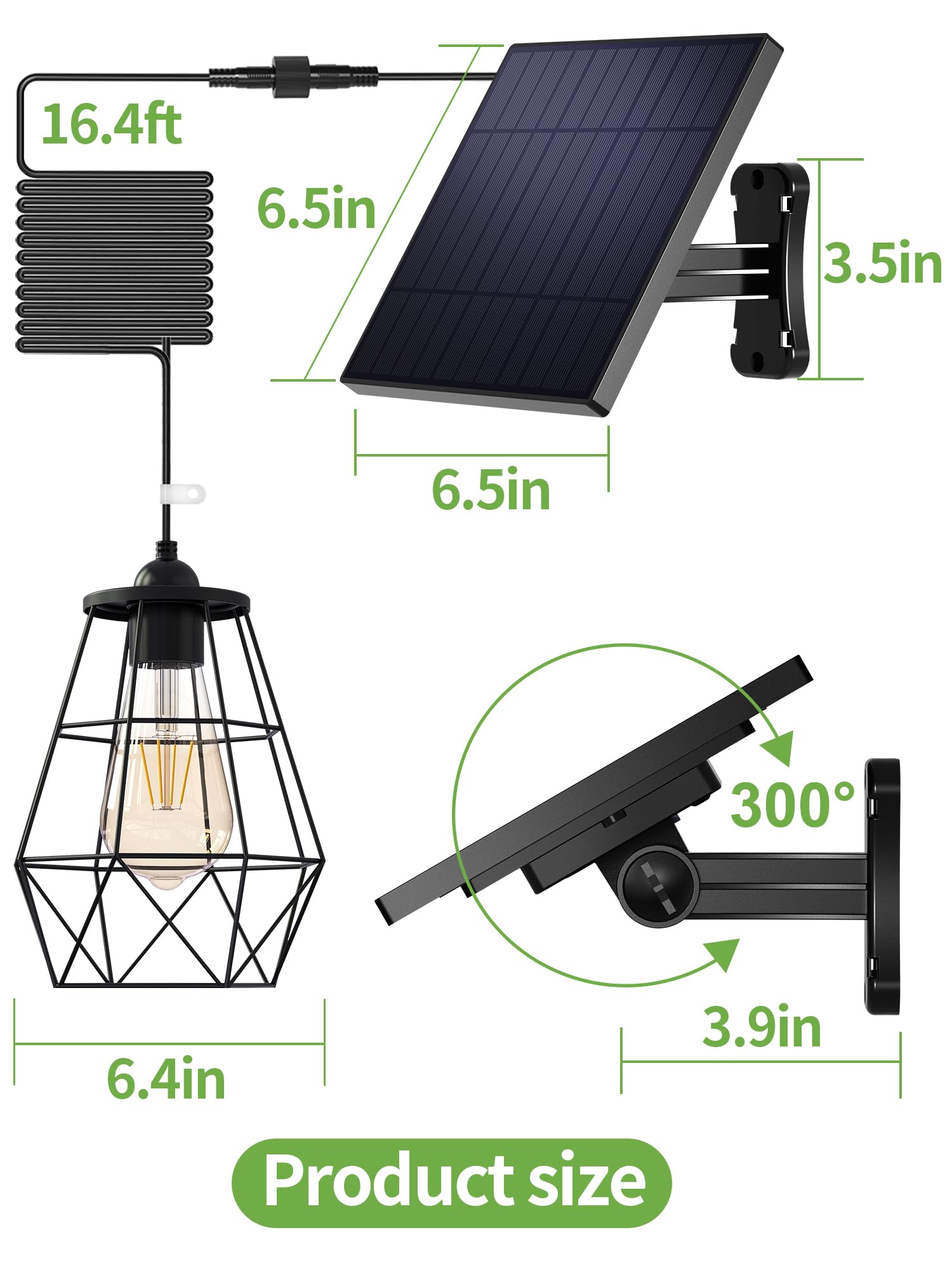 Intelamp Solar Pendant Lights - Indoor/Outdoor Hanging Chandelier with 4000mAh Battery & Remote Control, 16.4ft Cord, Dusk to Dawn Sensor - Perfect for Gazebos, Sheds, Barns, Chicken Coops & Patio Lighting