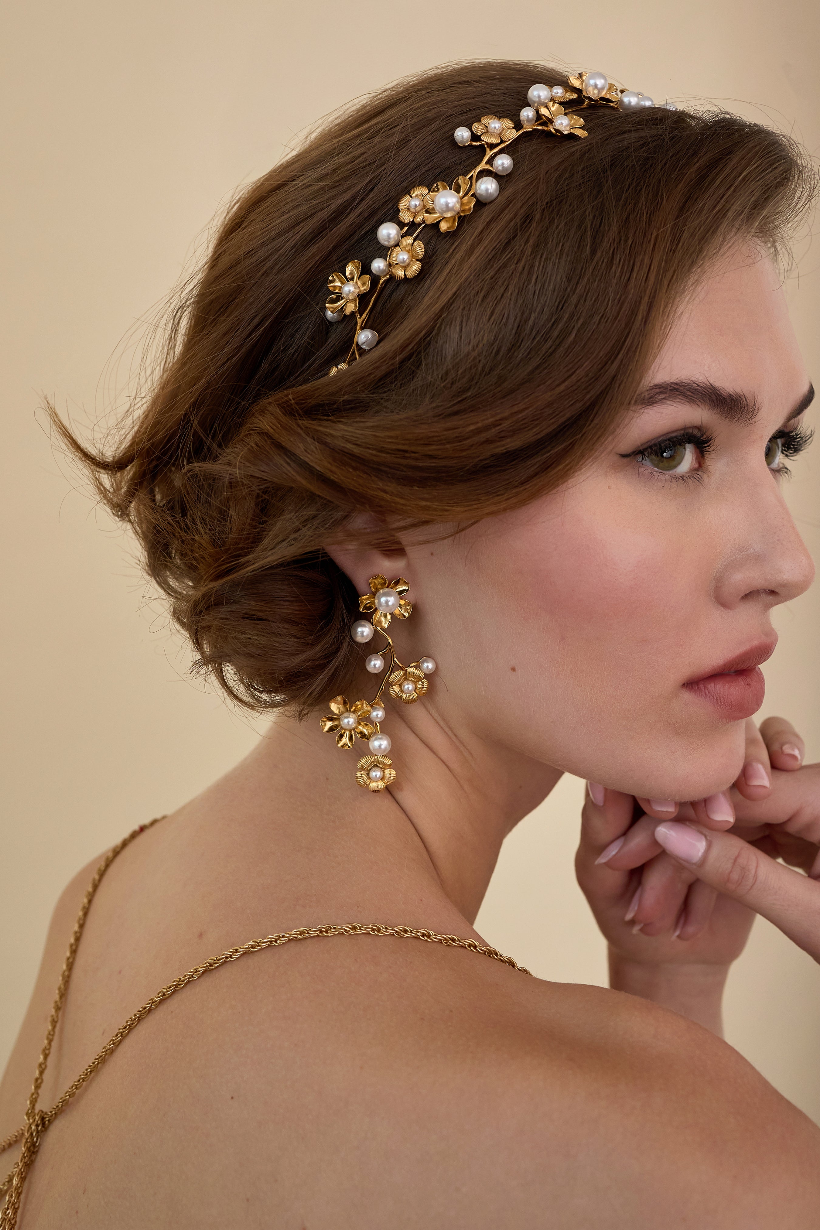 Brynn Floral Pearl Strand Headband - Elegant Hair Accessory for Women & Girls | Perfect for Weddings, Parties & Special Occasions