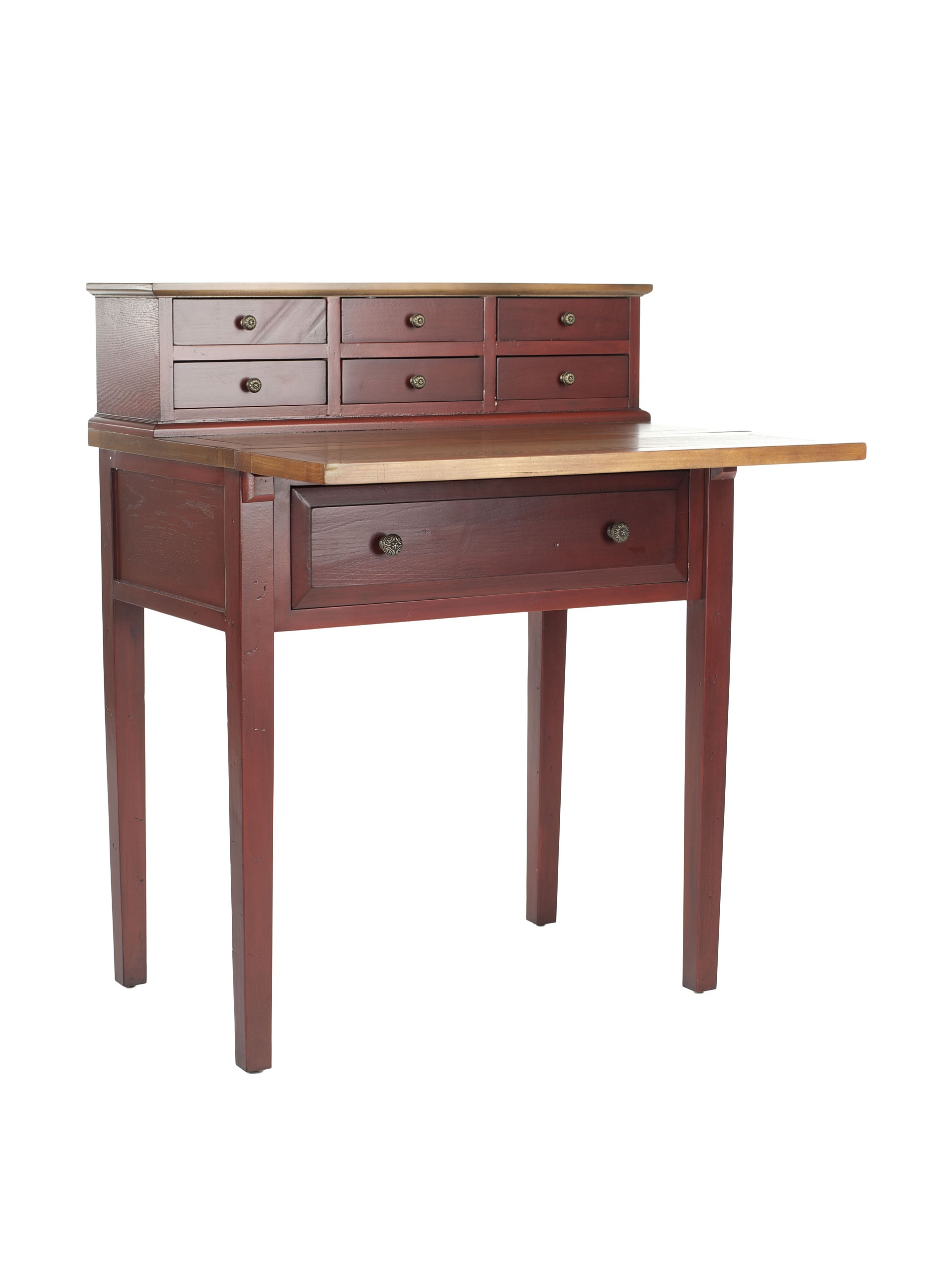 Safavieh Abigail Fold Down Desk - Egyptian Red & Oak Finish - Compact Home Office Desk for Small Spaces, Dorm Rooms & Apartments