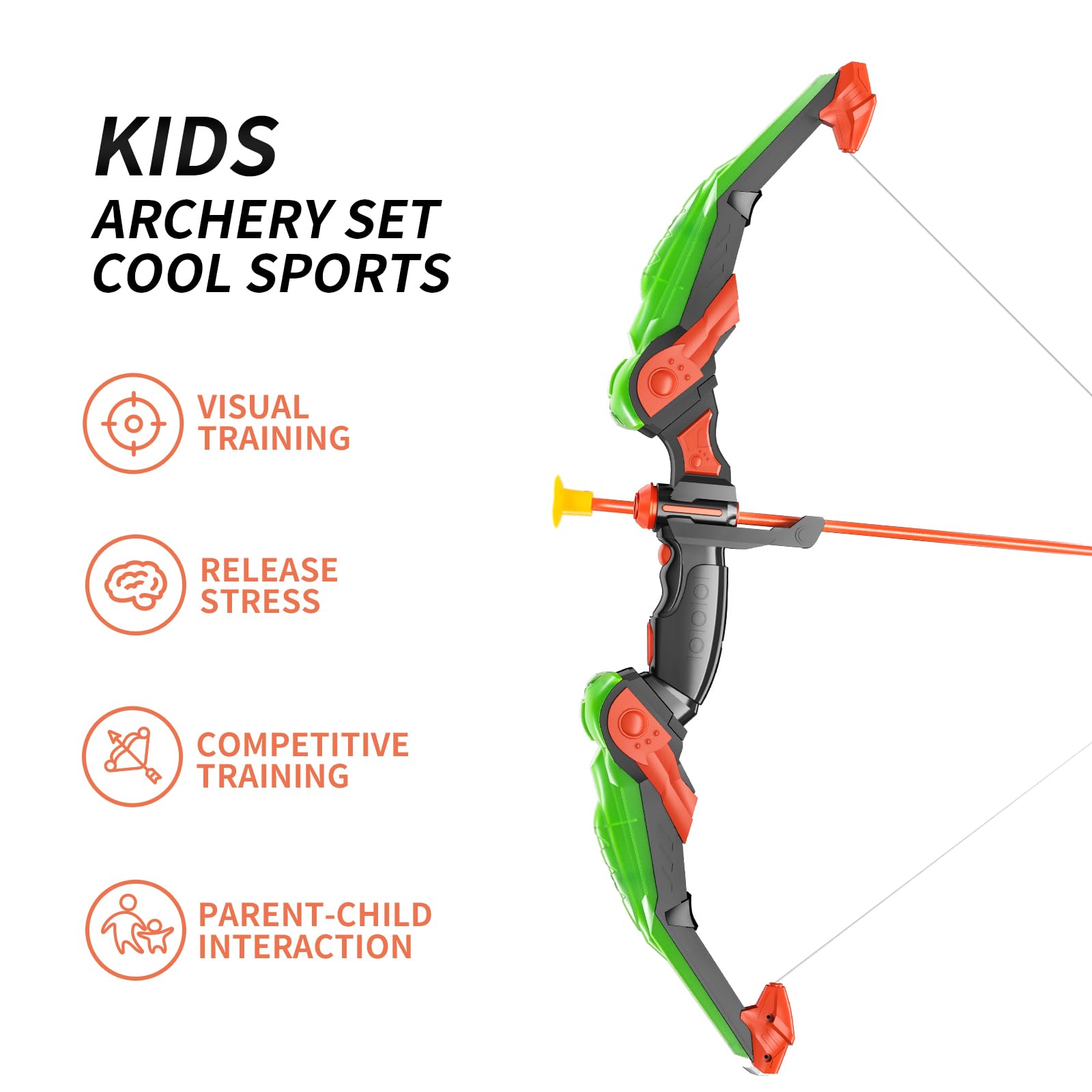 LED Light Up Bow and Arrow Set for Kids - 10 Suction Cup Arrows with Target & Quiver - Safe Archery Toy for Boys & Girls - Indoor Outdoor Play, Birthday Gift, Backyard Games & Camping Activities
