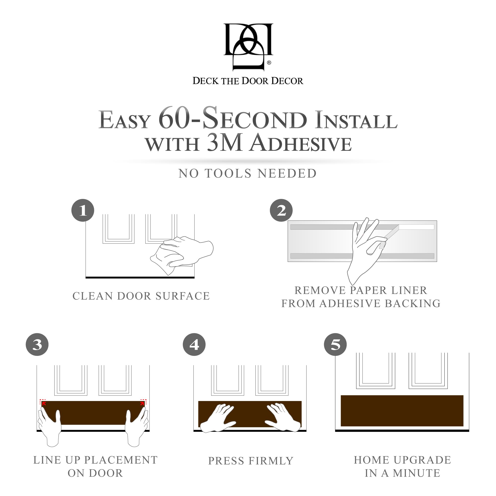 Deck The Door - Elegant & Durable Anodized Aluminum Door Kick Plate with Self-Adhesive - 8x32