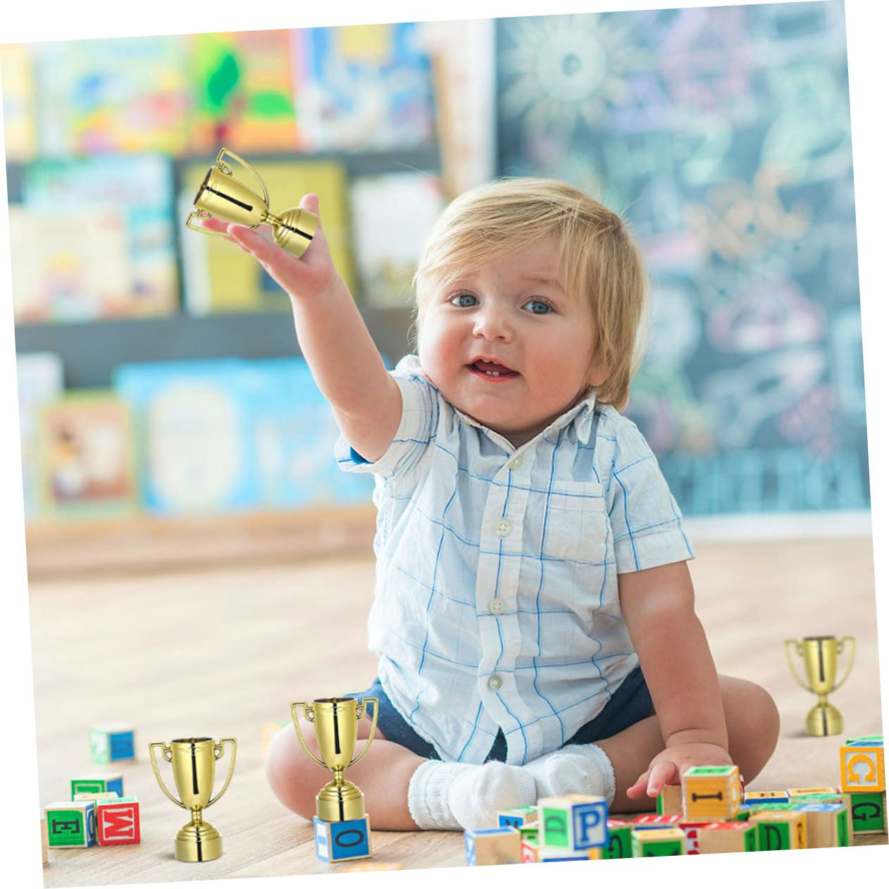 Toddmomy 50 Pcs Gold Plastic Trophy Toys for Kids - Reward Prizes, Classroom Incentives & Party Favors - Perfect for School Awards, Sports Achievements & Motivational Gifts