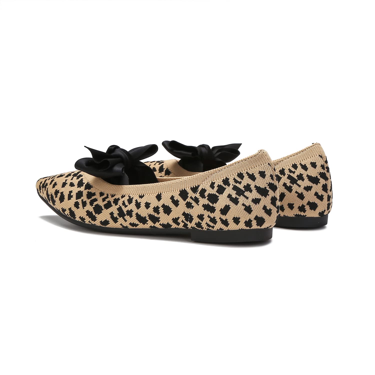 Women's Breathable Mesh Ballet Flats - Comfortable Knit Slip-On Shoes with Bow Detail | Perfect for Work, Travel & Casual Wear