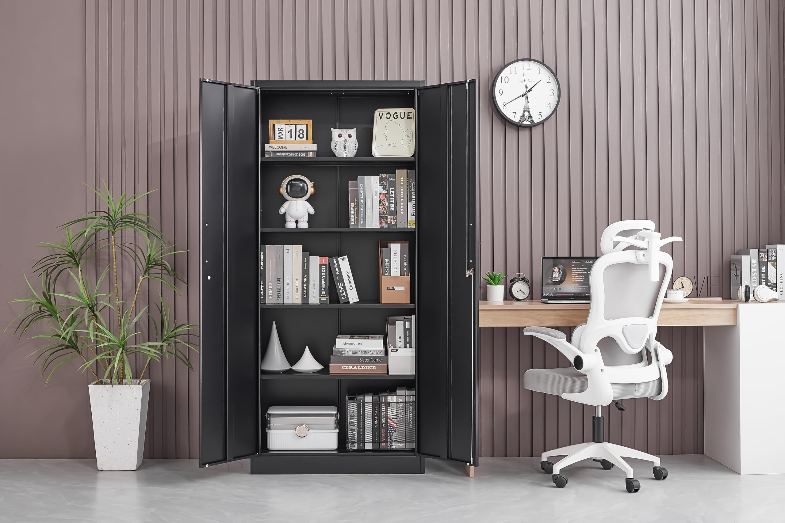 Metal Garage Storage Cabinet with Adjustable Shelves & Doors - 71