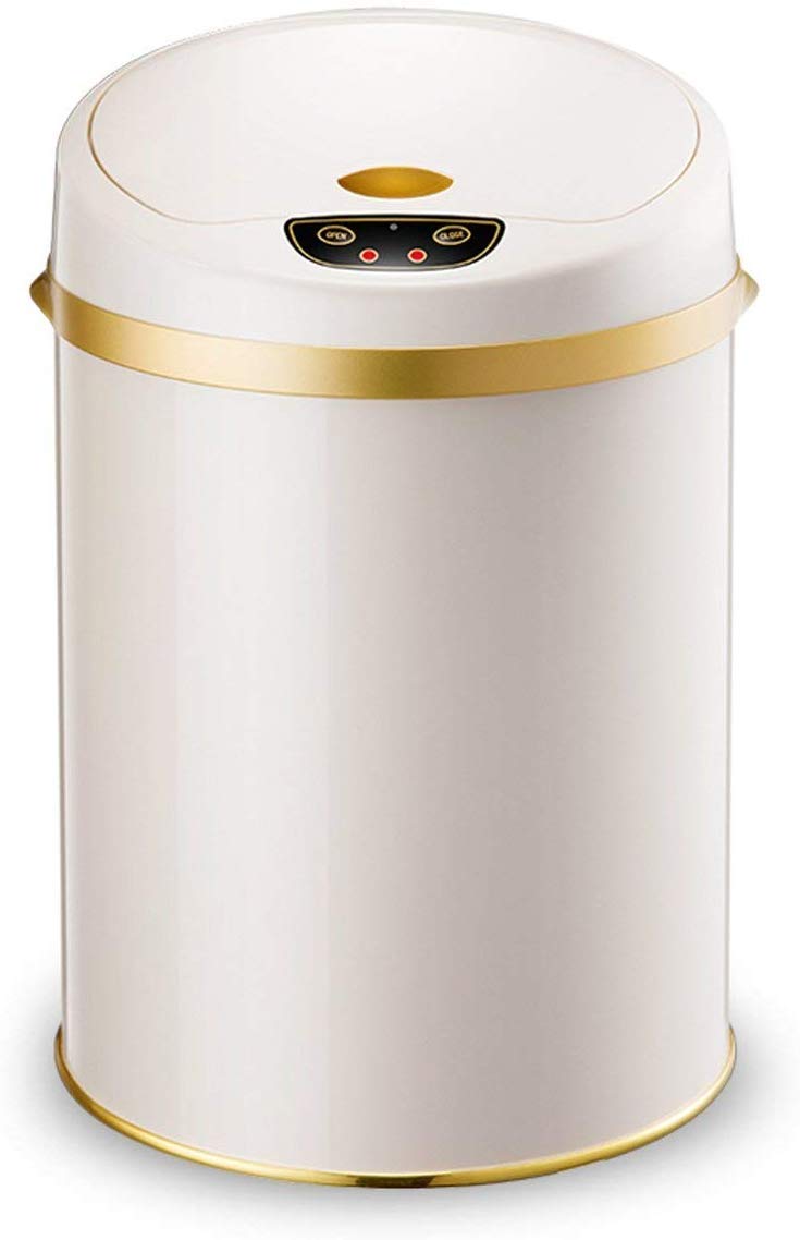 BYCDD Smart Sensor Trash Can - 13 Gallon Stainless Steel Automatic Motion Sensor Garbage Bin with Lid, Touchless Kitchen Waste Bin for Home, Office, Bathroom - White