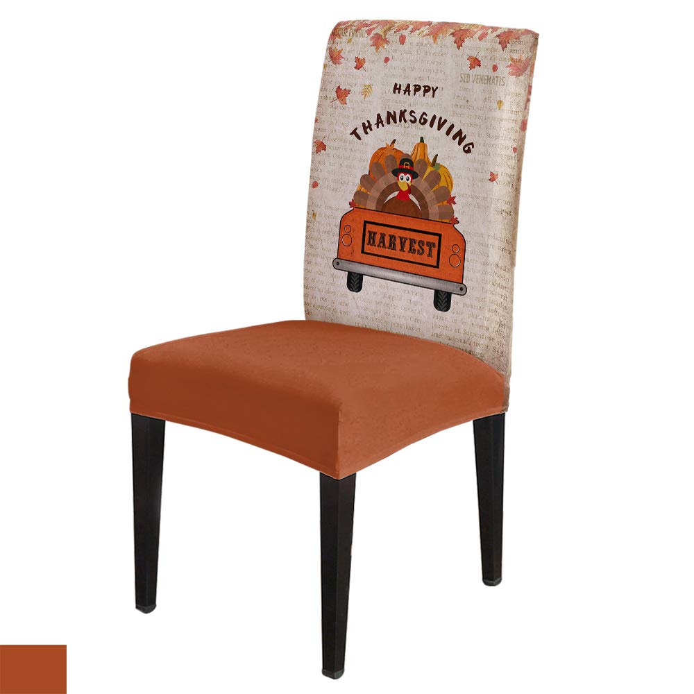 6 Pack Stretch Dining Chair Slipcovers - Washable & Removable Chair Protectors for Dining Room, Hotel, Wedding | Thanksgiving Turkey & Leaves Print | Perfect for Home Decor, Parties & Holiday Gatherings