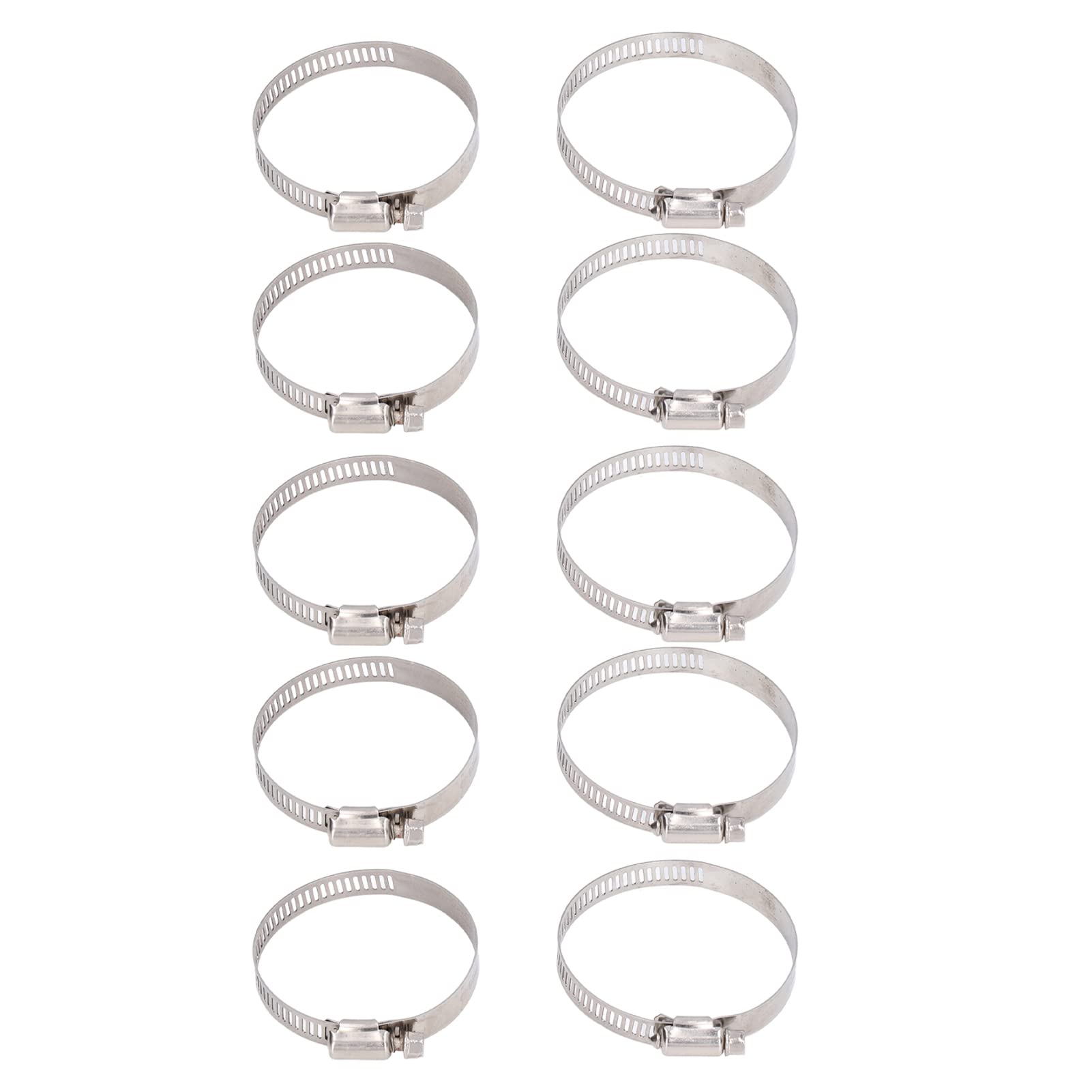 10Pcs Stainless Steel Hose Clamps - Adjustable 44-64mm Worm Gear Pipe Clamps for Water Pipe, Plumbing, Automotive, Fuel Line - Durable Duct Clamps Assortment Kit for Home Repair, Car Maintenance & Industrial Use