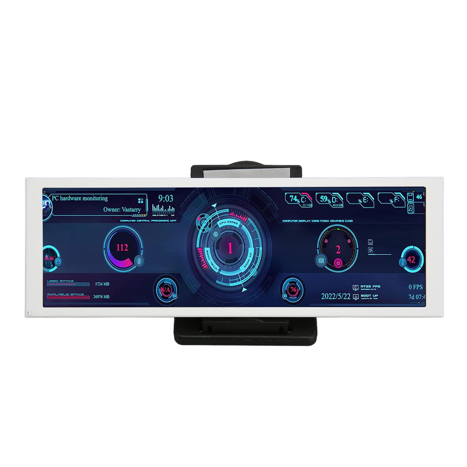 Gearwell 7.9 Inch PC Temperature Monitor Display Panel with Sensor - AIDA64 CPU Temperature Screen for Gaming PC, Workstation & Home Office Setup