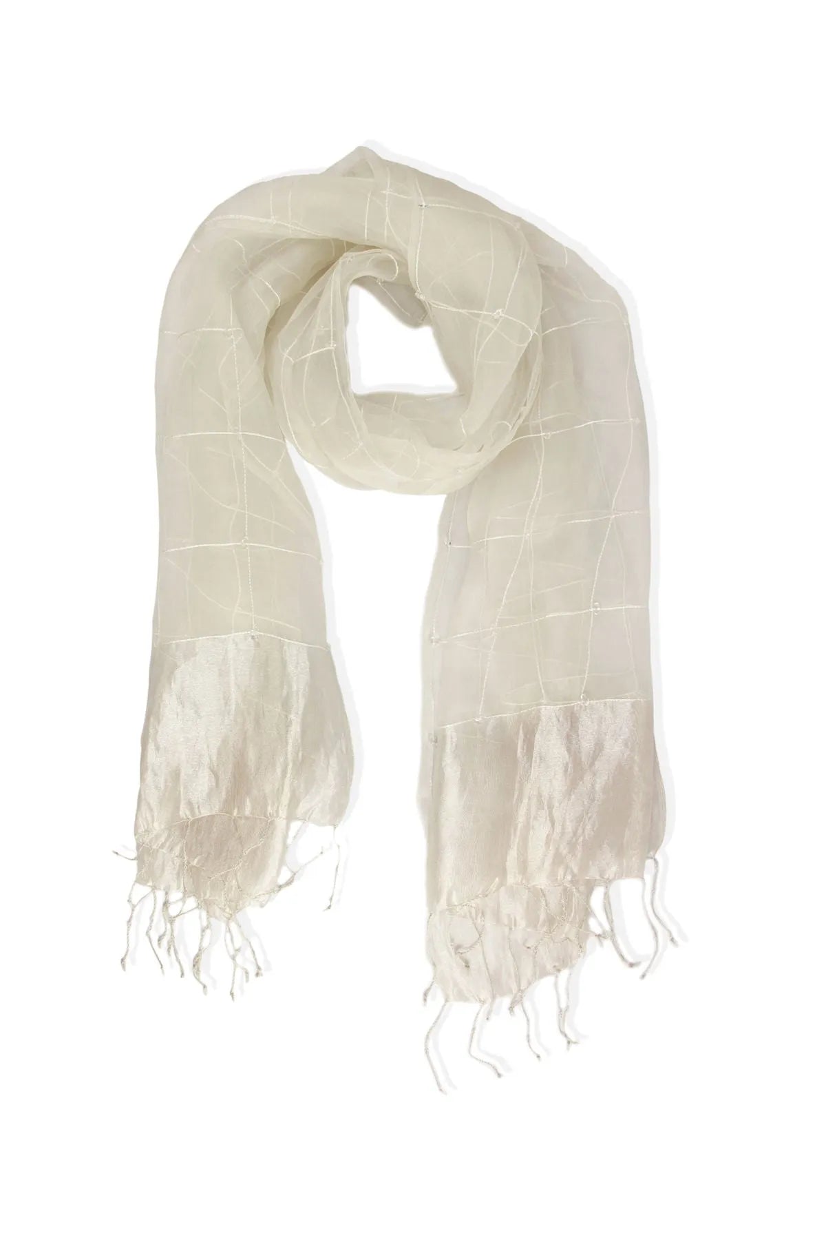 Embroidered Silk Fringed Scarf - Elegant Fashion Accessory for Women, Perfect for Parties, Weddings & Everyday Wear