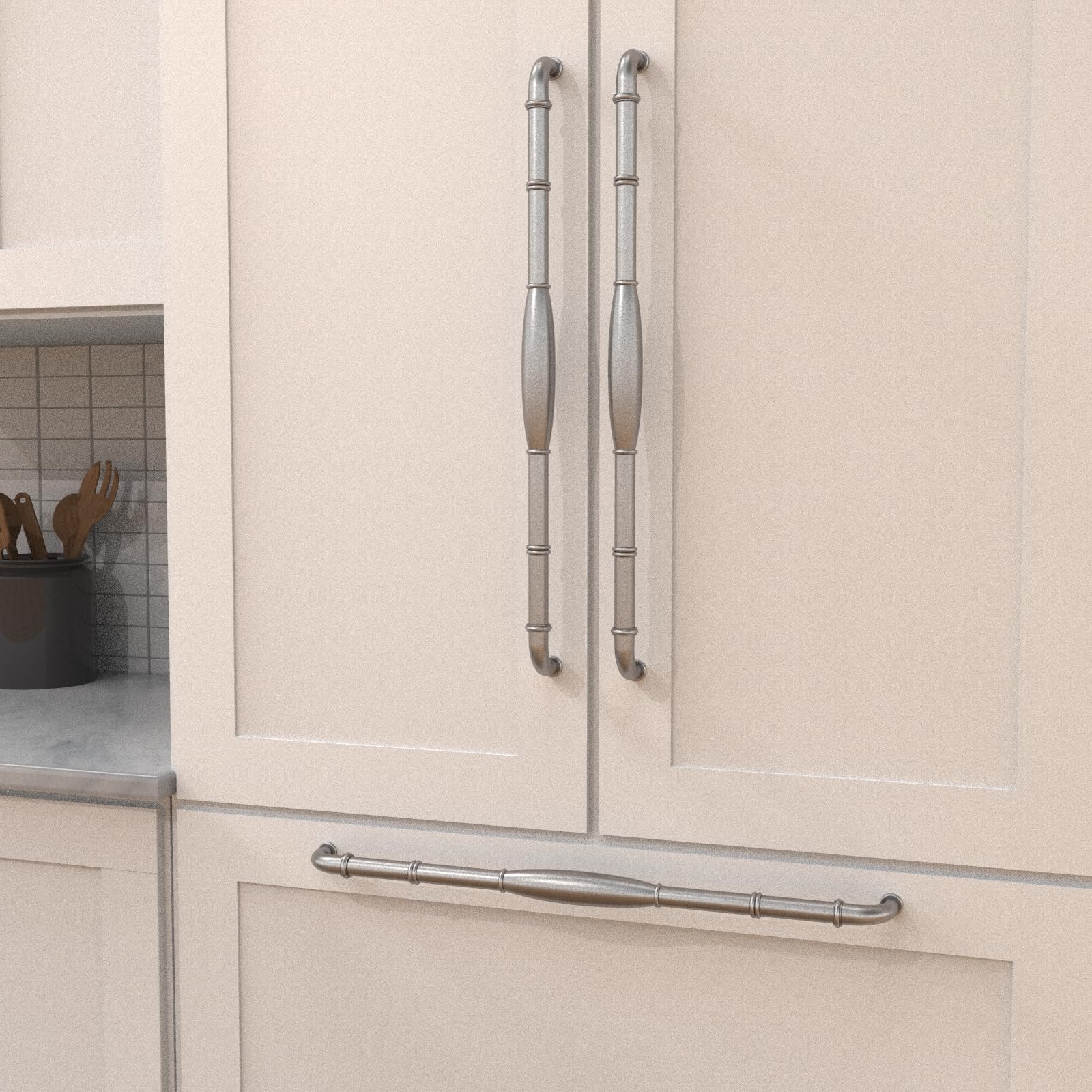 Luxury Black Nickel Cabinet Handles - 24 Inch Hole Center for Kitchen & Dresser Drawers
