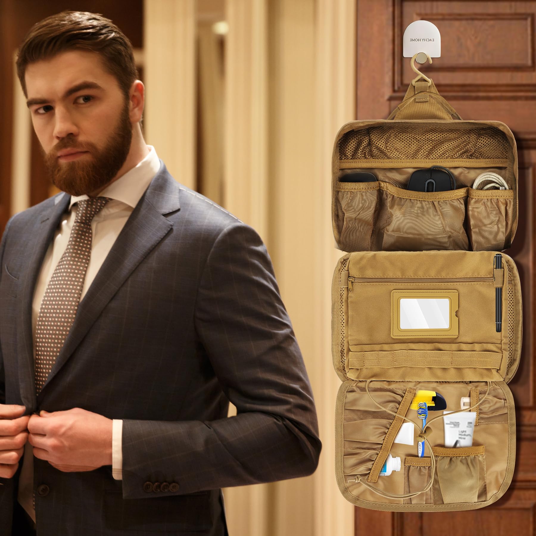 **Premium Hanging Travel Toiletry Bag for Men – Large Capacity Water-Resistant Dopp Kit, Durable Bathroom Organizer & Shaving Bag – Ideal for Gym, Camping, Business Trips & Travel Accessories**