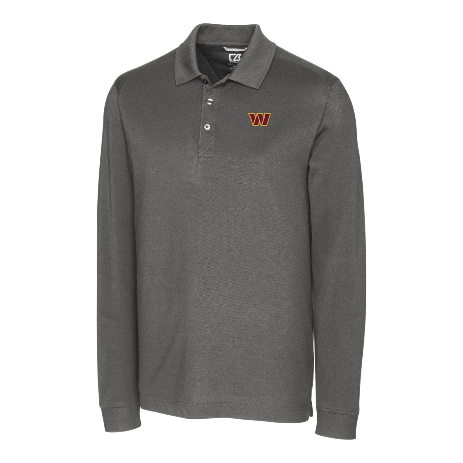 Cutter & Buck Men's NFL Advantage Drytec Pique Long Sleeve Polo Shirt - Moisture Wicking, Breathable Performance Fabric for Football Fans, Office Wear & Casual Outfits